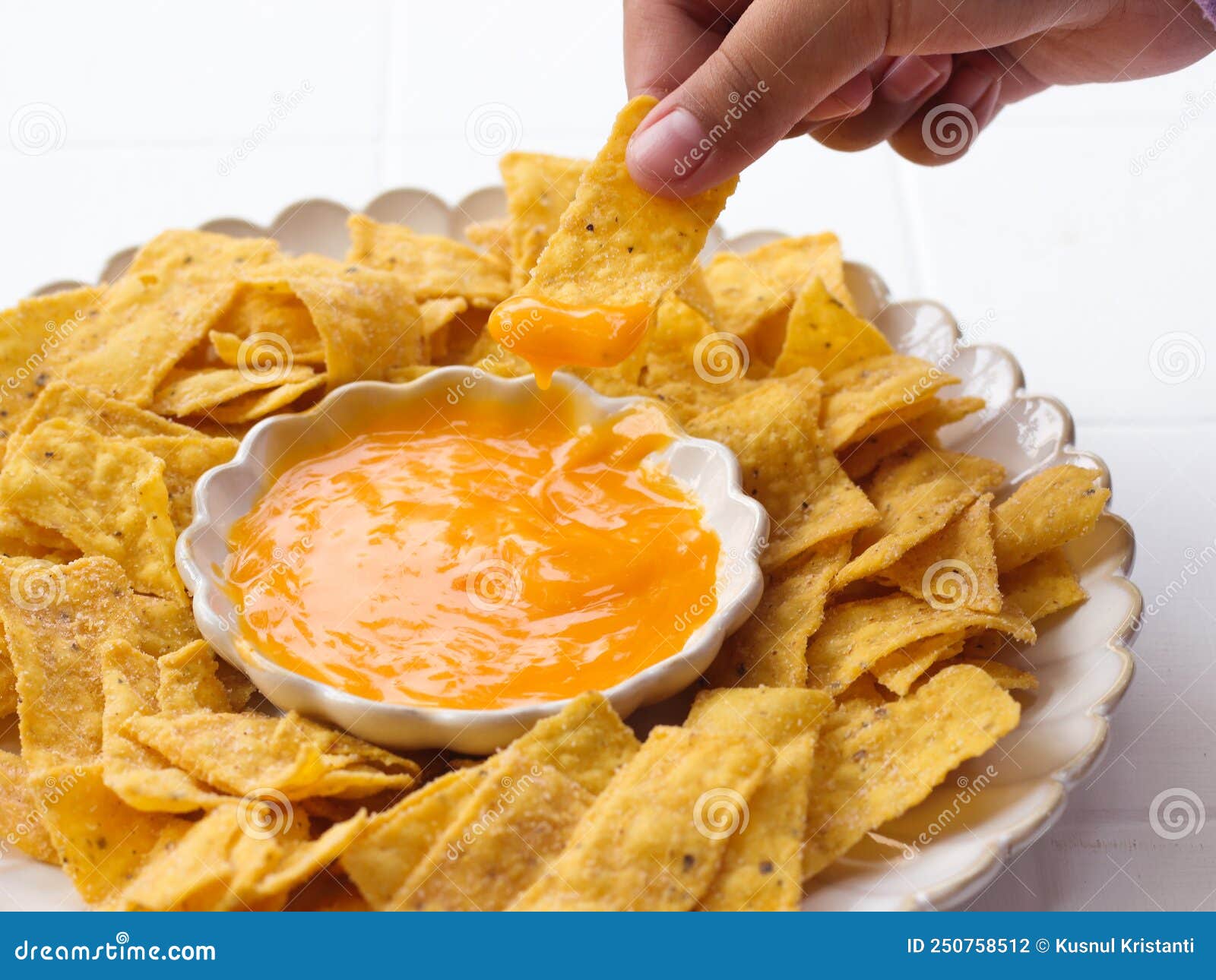 Cream Cheese Sauce Served with Corn Chips Stock Photo Image of