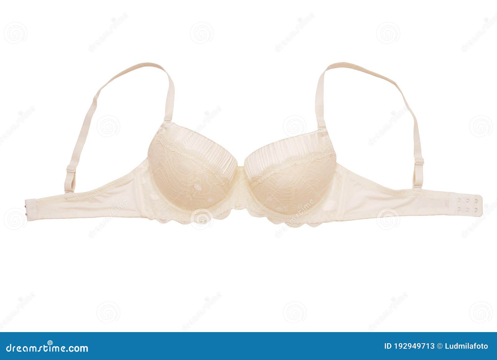 Female breast in a beige bra closeup. Isolate Stock Photo