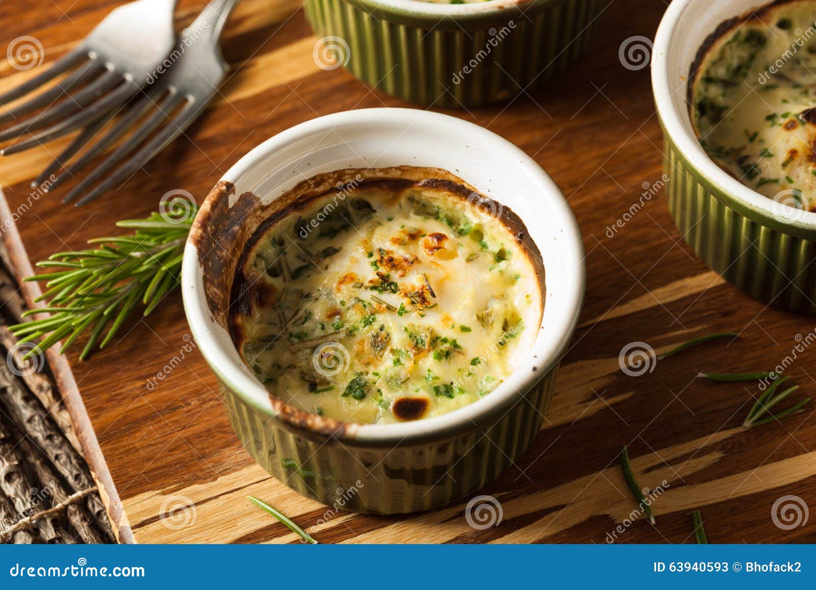 Cream Egg Bake in Ramekin stock image. Image of cuisine 63940593