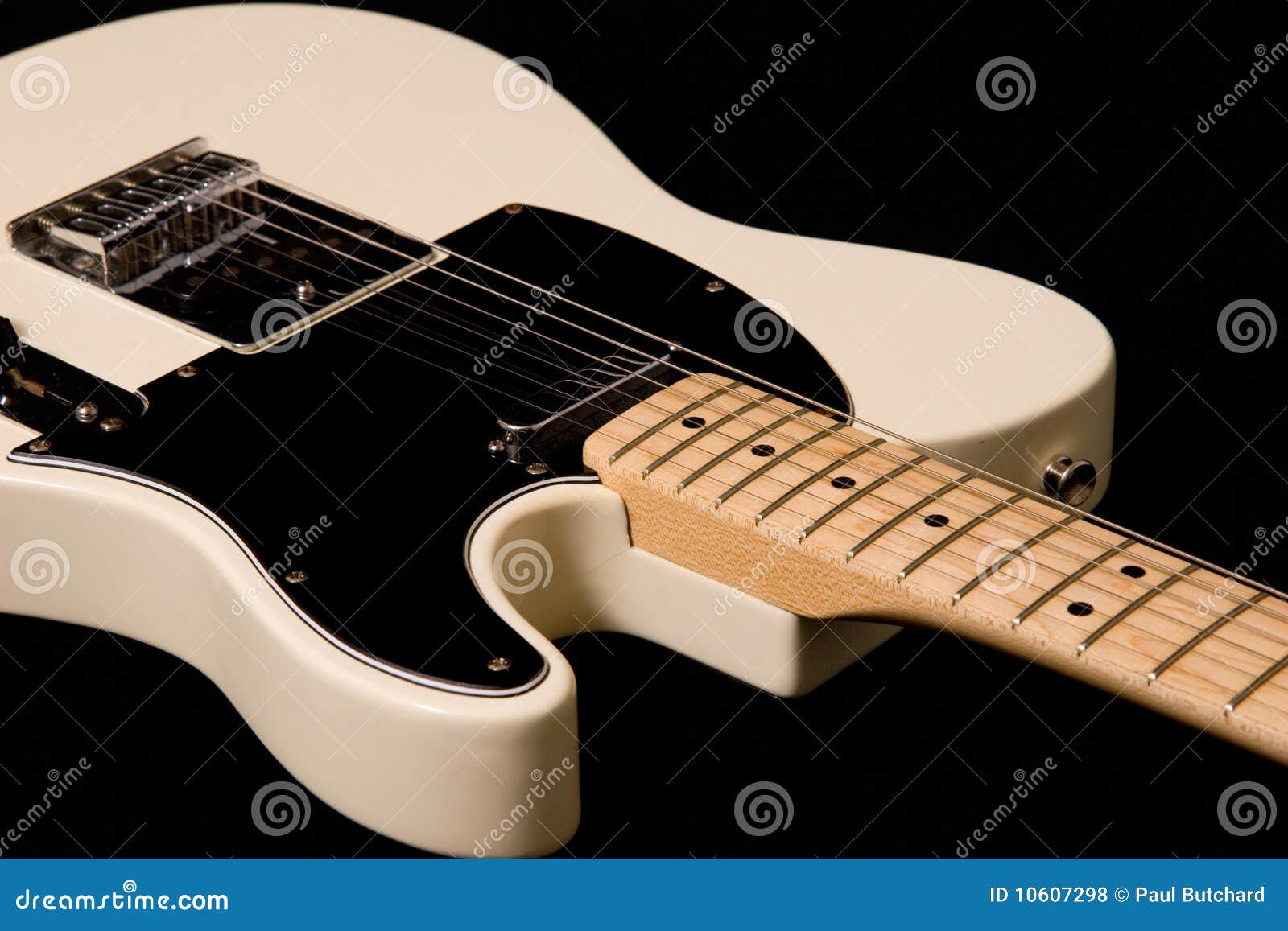 Cream Electric Telecaster Guitar Stock Photo Image of black, board