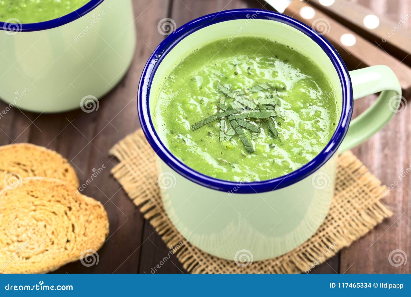 Cream of Green Pea and Mint Soup Stock Photo - Image of dish, mint