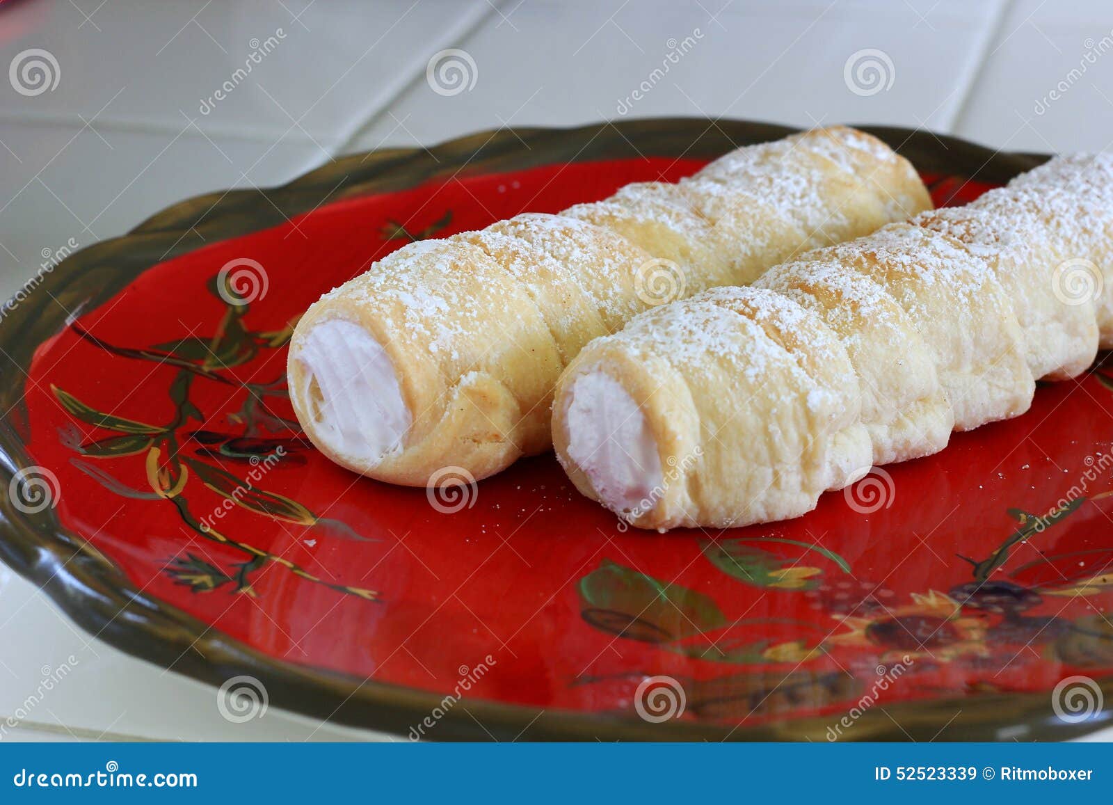 Cream Horn Pastries with Powdered Sugar Stock Image Image of danish