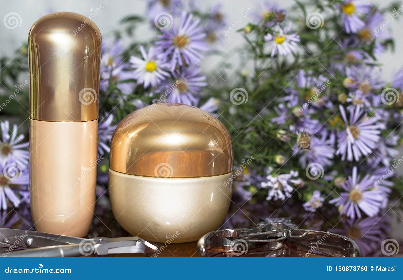 Cream Jars and Nail Supplies Close Up Stock Photo - Image of accessory ...