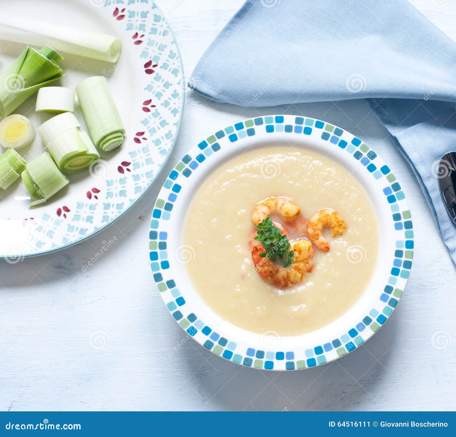 Cream of Leek Soup with Shrimp Curry Stock Image Image of diet