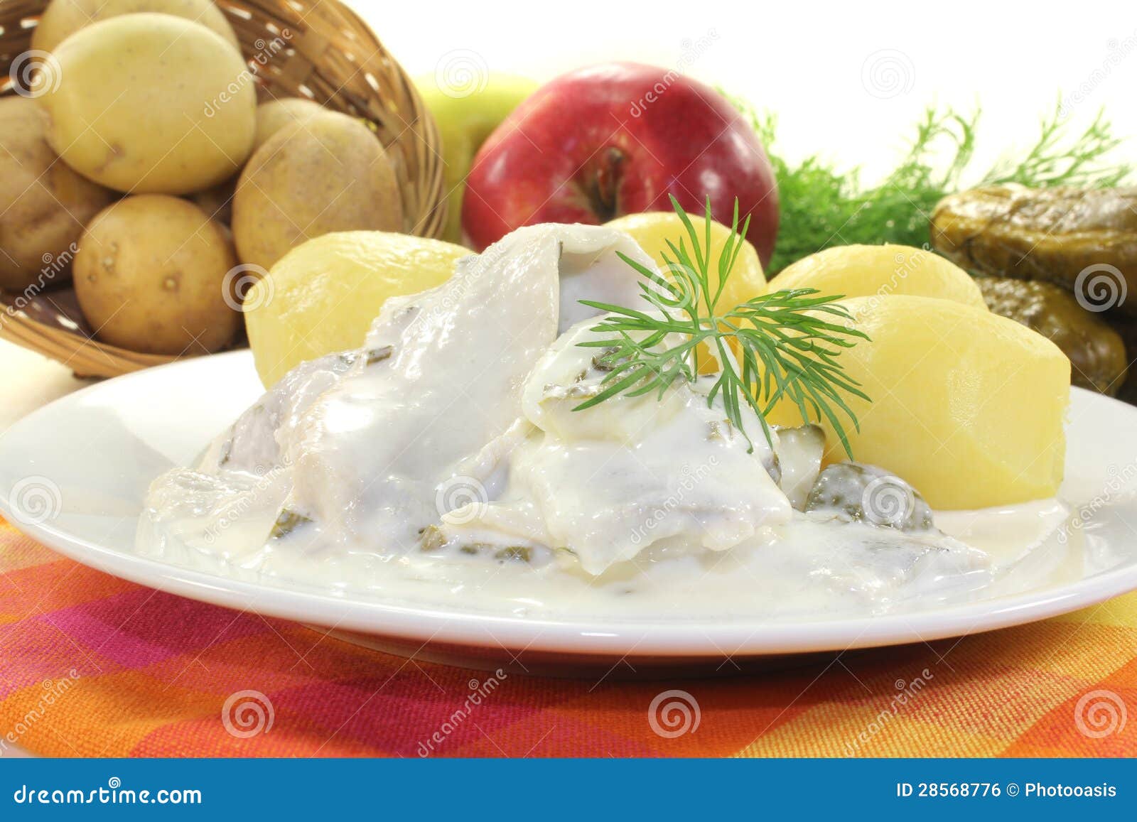 Cream marinated herring stock photo. Image of vegetable 28568776