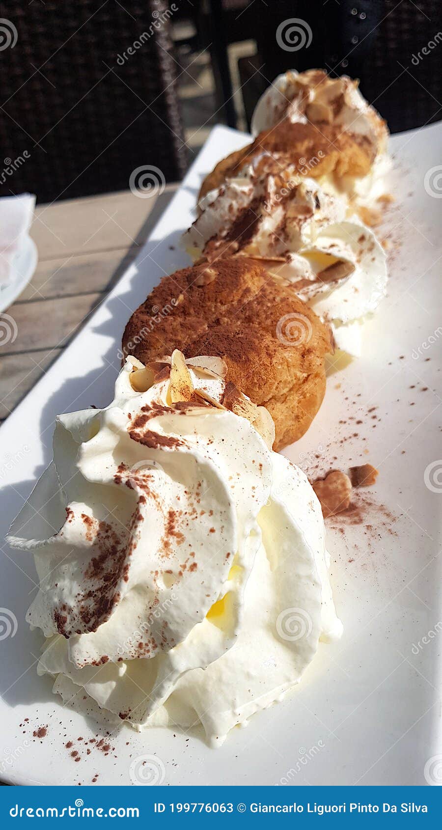 Cream Puff Profiteroles with Chantilly with Chocolate Sauce Served ...