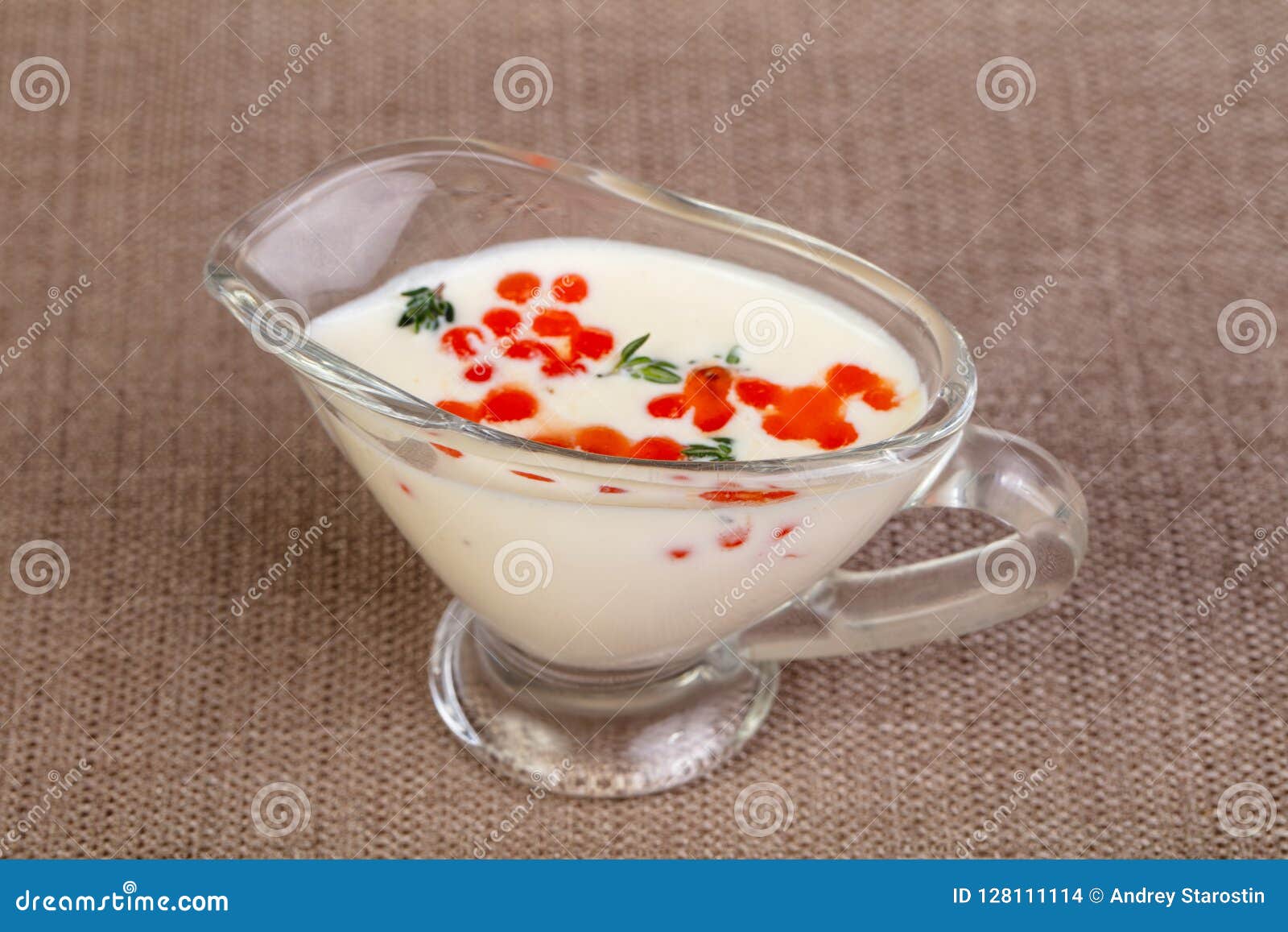Cream sauce with caviar stock photo. Image of garlic 128111114