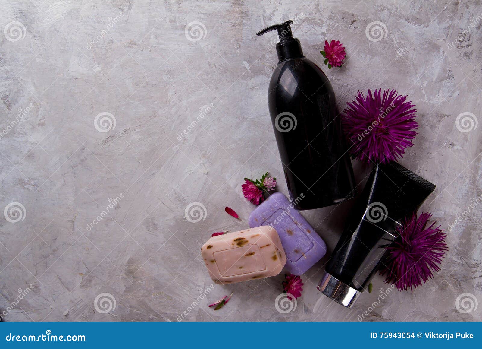 Cream, Soap Bar and Liquid Shower Gel for Aromatherapy, Stock Photo Image of soap, care 75943054