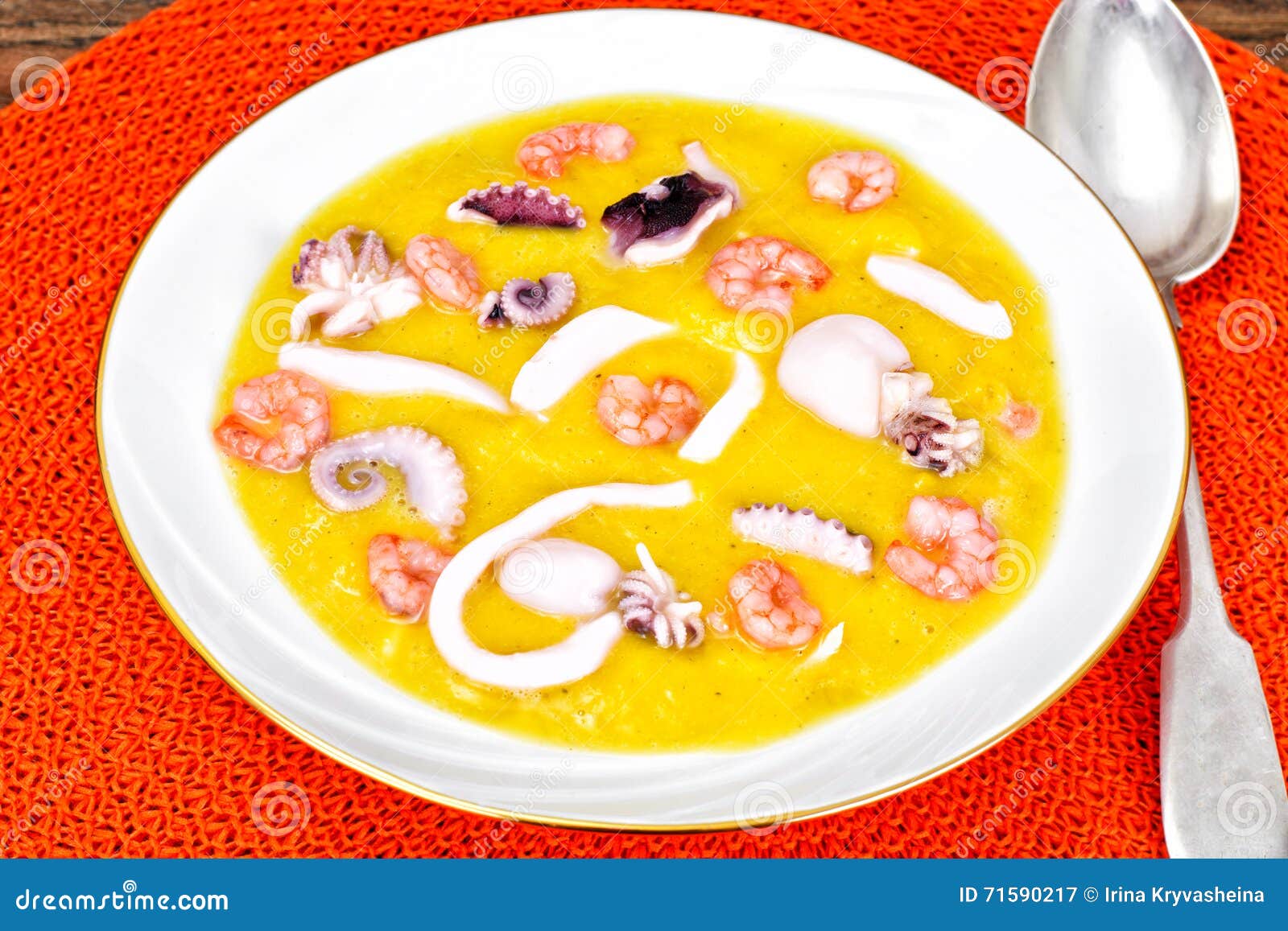 Cream Soup with Seafood stock image. Image of creamy 71590217