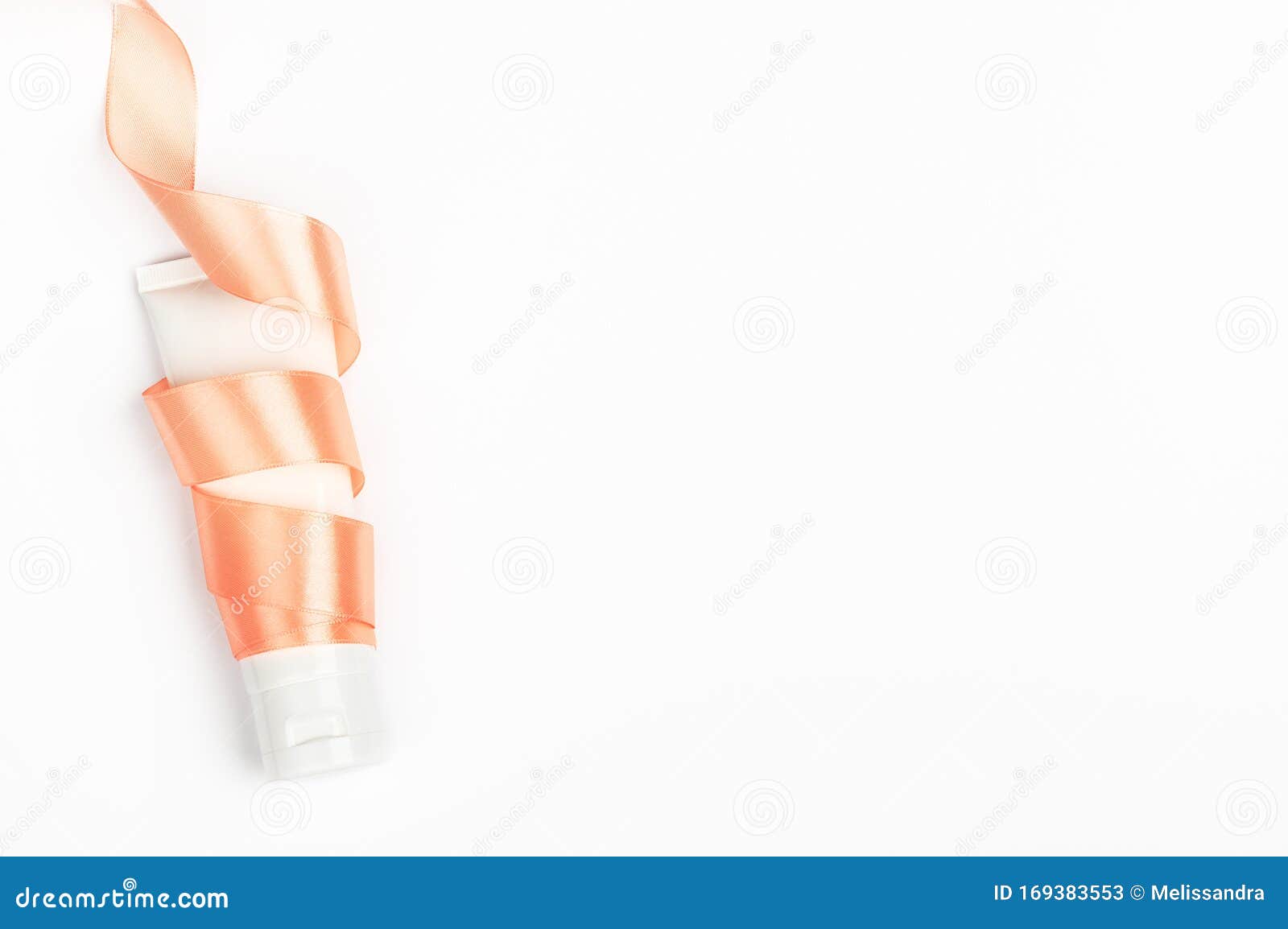 Download Cream Tube Wrapped In Ribbon On White Background Cosmetics Blank Package Mock Up Body Scrub Lotion Face Mask Stock Image Image Of Body Empty 169383553