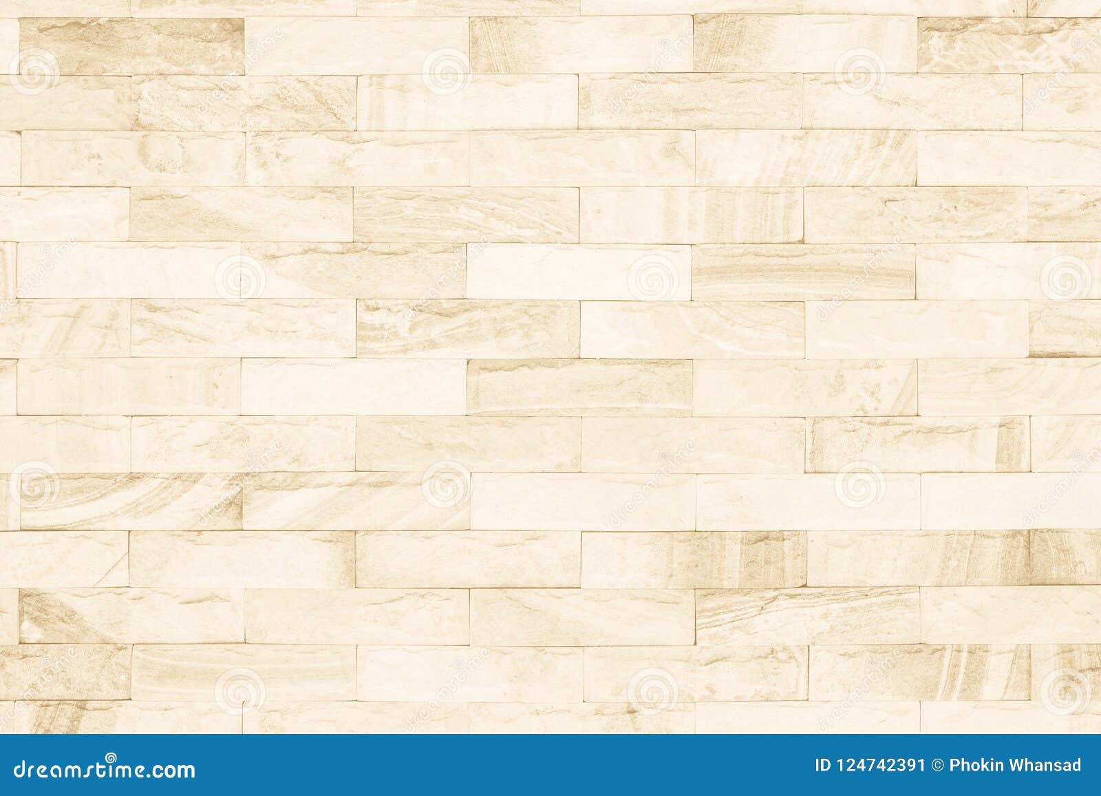 Cream and White Brick Wall Texture Background. Brickwork or Stonework