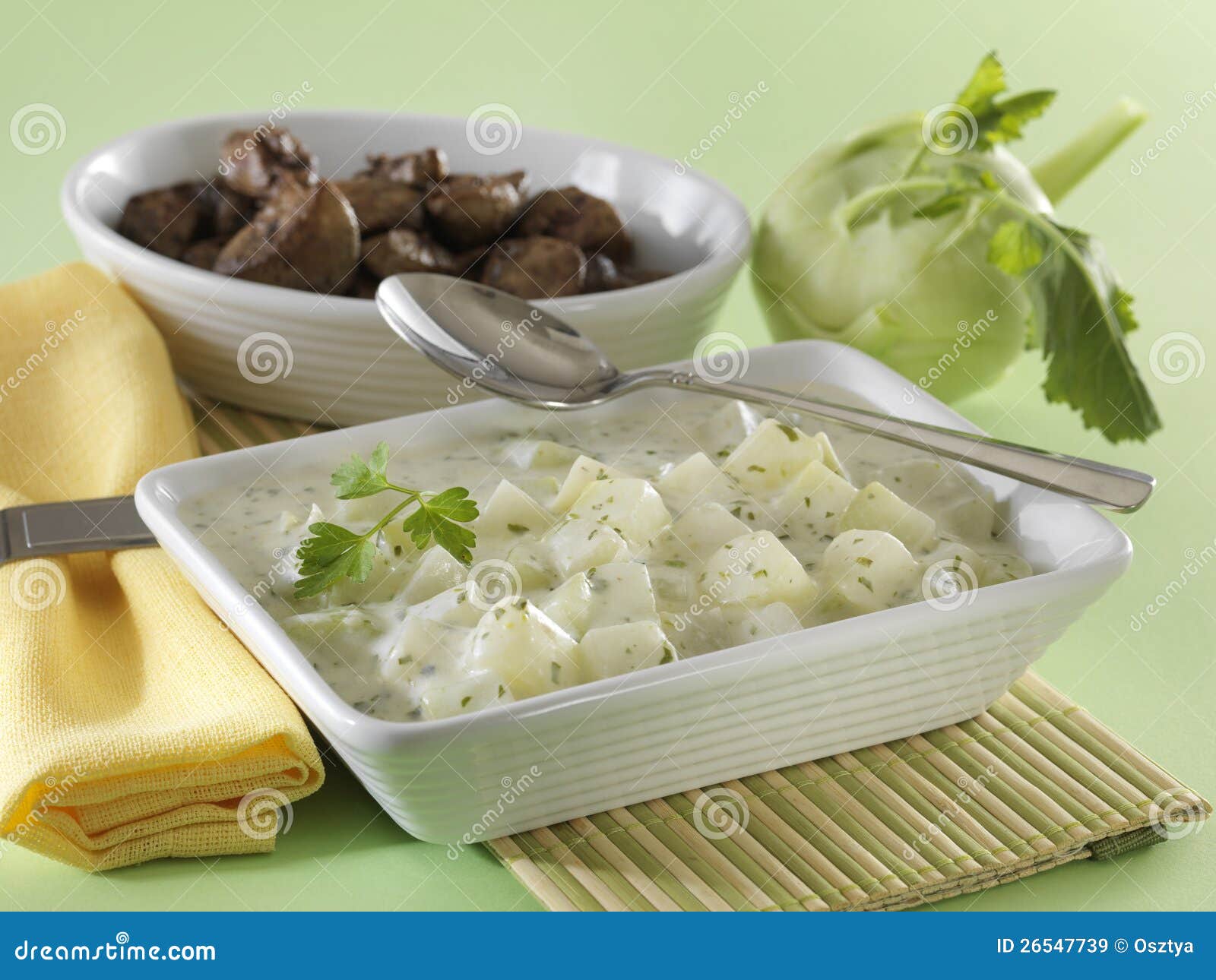 Creamed Kohlrabi with Roasted Chicken Liver Stock Image Image of
