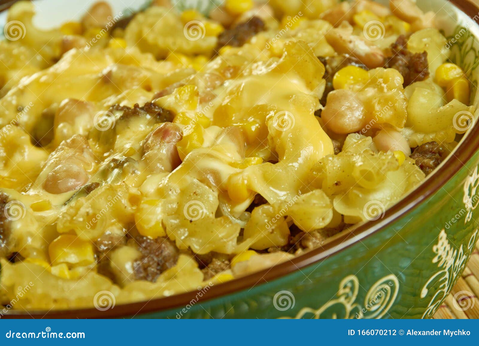 Creamy Cheesy Taco Pasta Bake Stock Photo - Image of cheese, mince