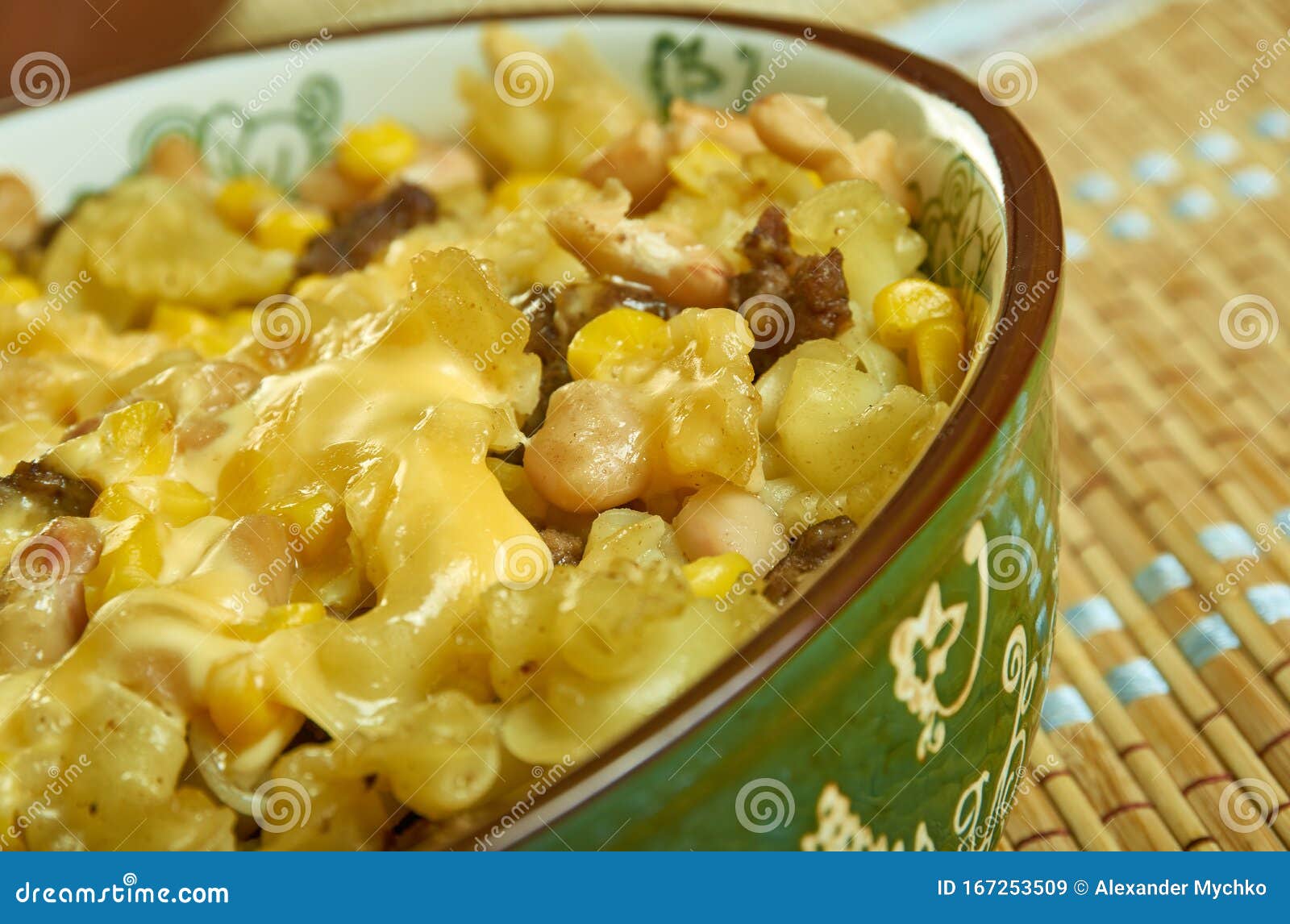 Creamy Cheesy Taco Pasta Bake Stock Image - Image of mince, plate
