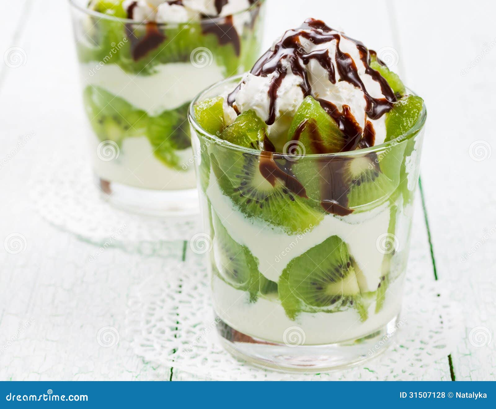 Creamy dessert with kiwi stock photo. Image of snack 31507128