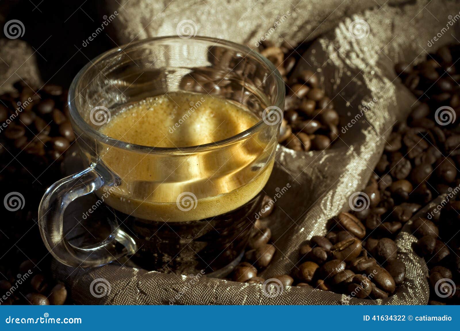 Creamy espresso coffee stock photo. Image of fabric, brown 41634322