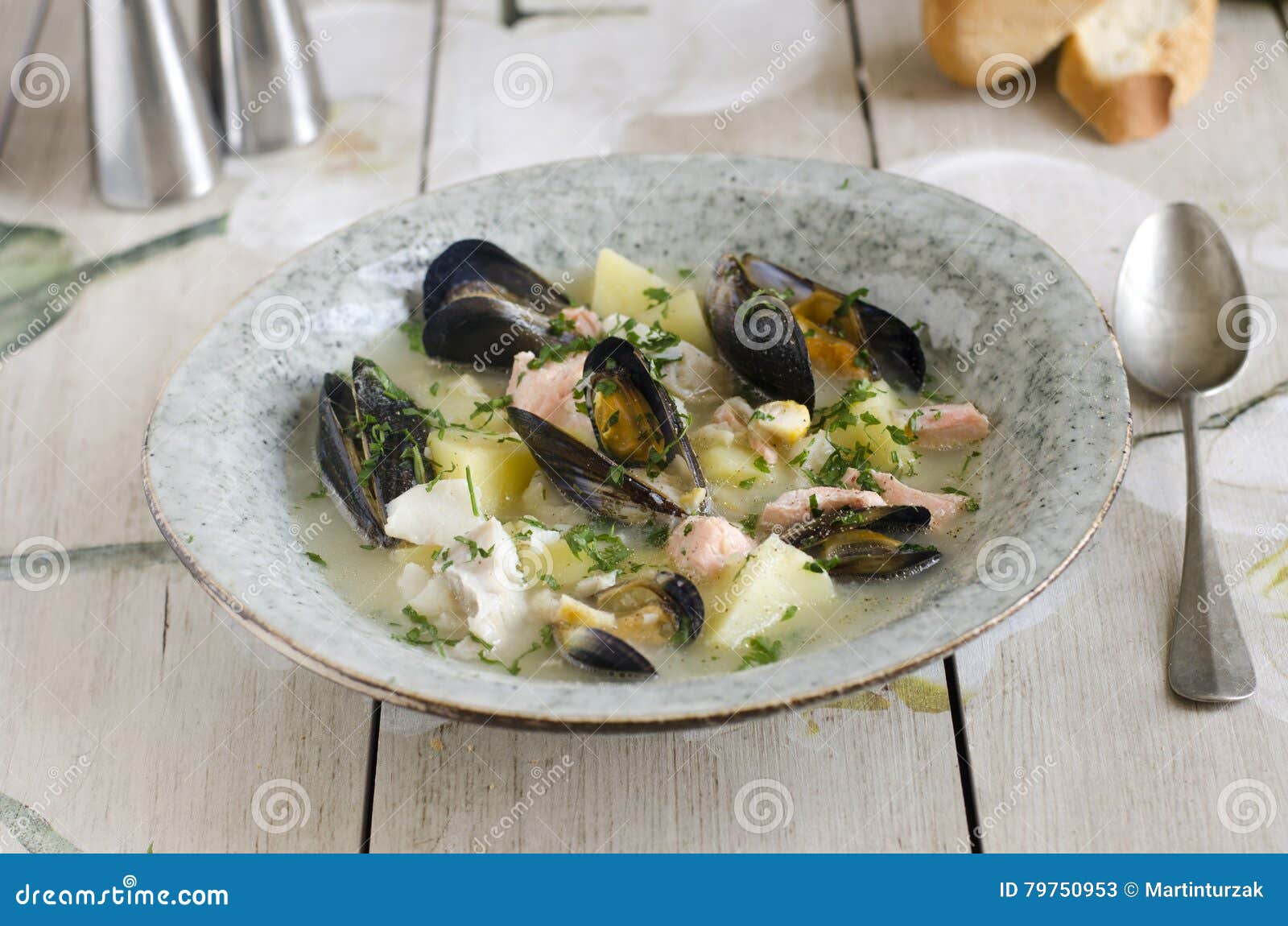 Creamy Fish and Mussel Soup Stock Image Image of soup, fresh 79750953