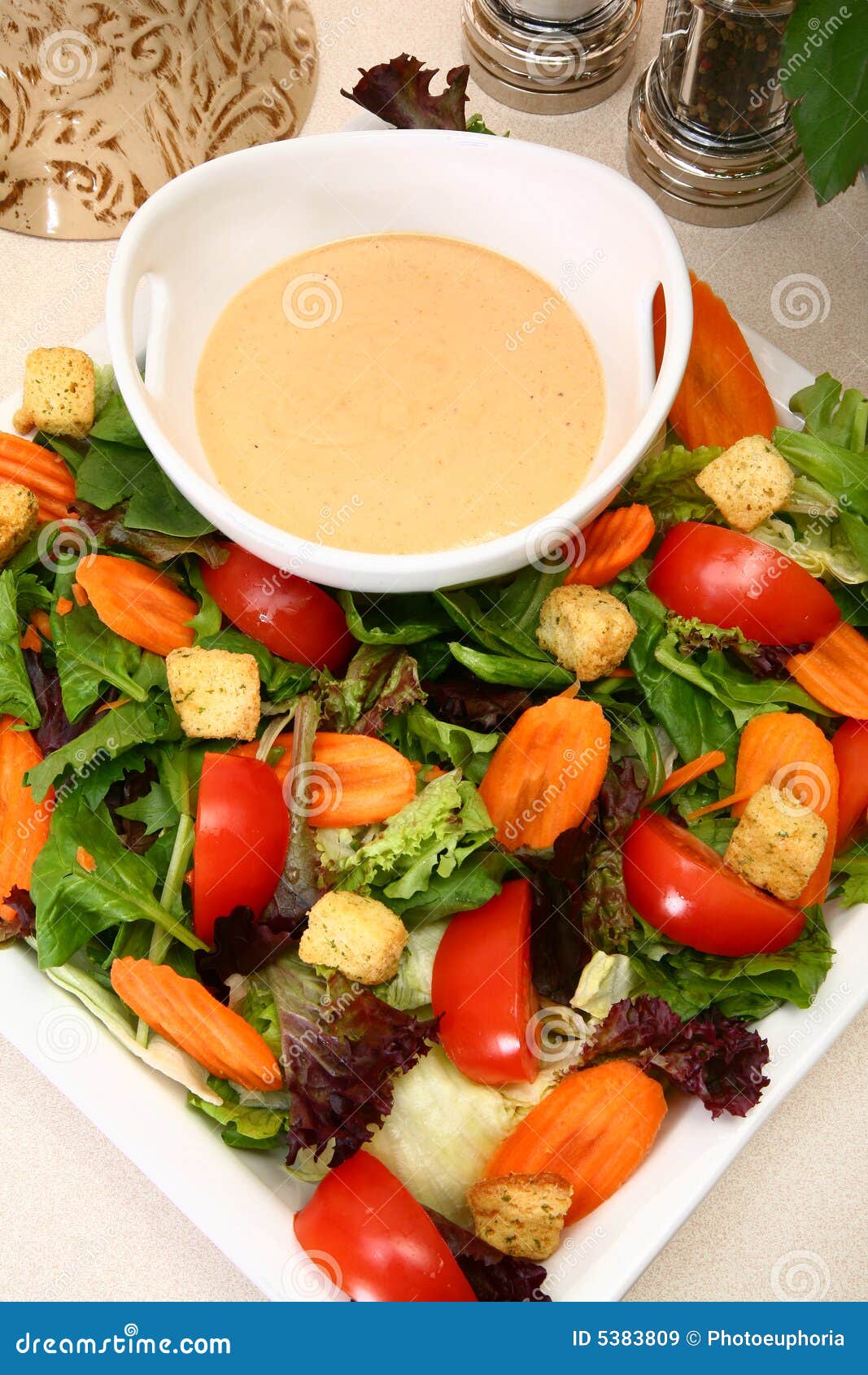 Creamy Garlic French Dressing and Salad Stock Image Image of culinary