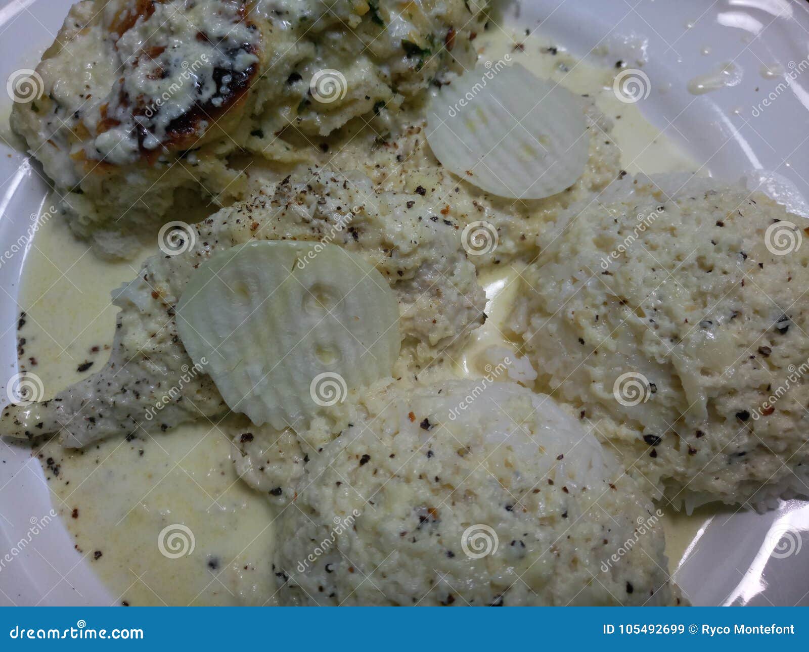 White Rice and Chicken Breasts Stock Image Image of white, creamy