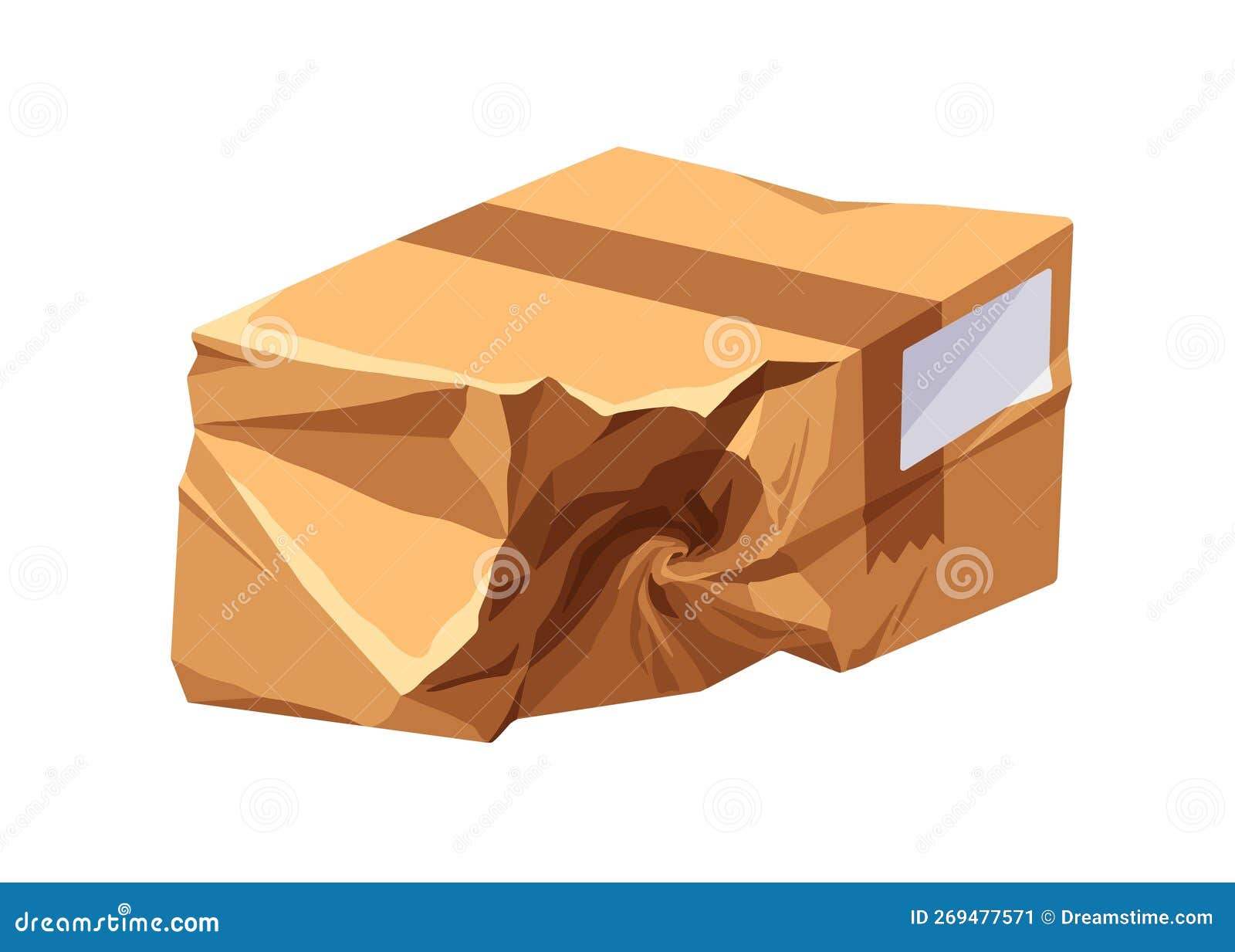 Creased Cardboard Parcel. Damaged Delivery, Crumpled Box Stock Vector -  Illustration of cargo, damaged: 269477571