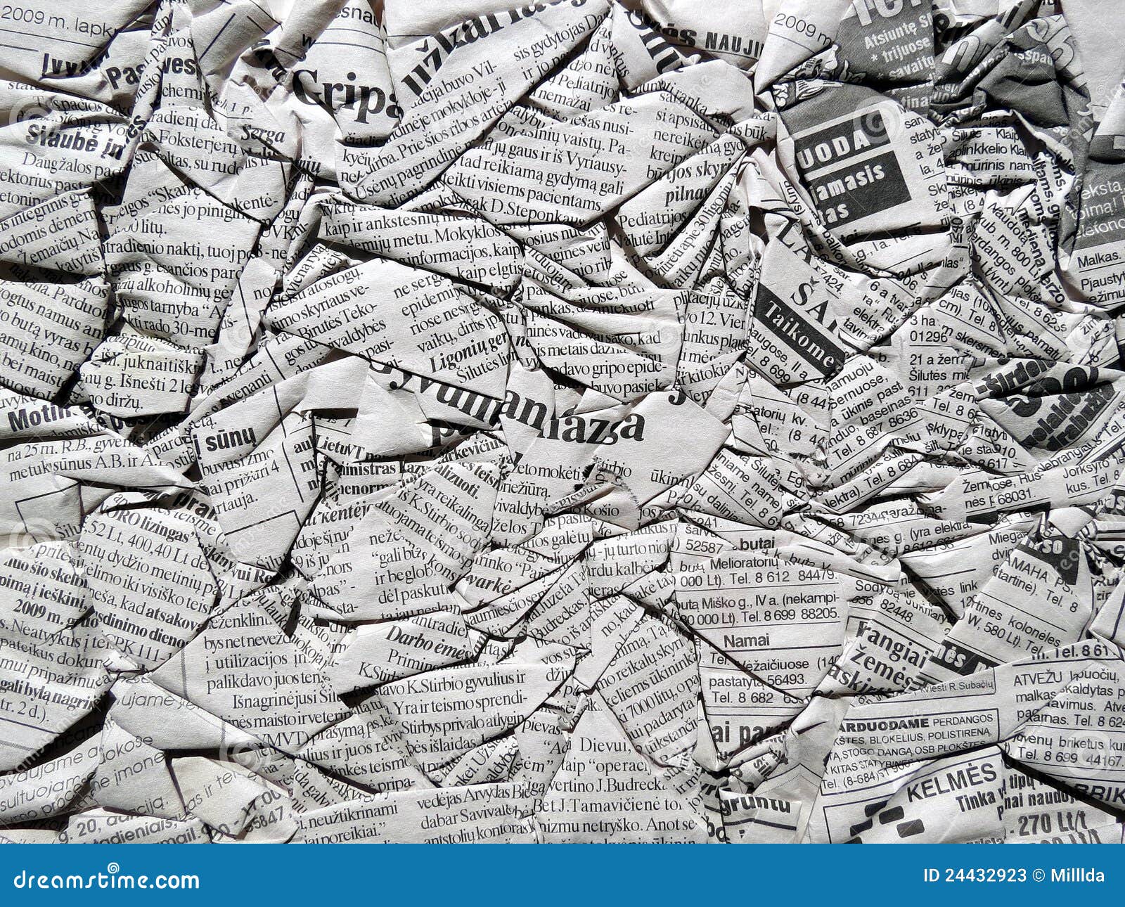 Creasy paper stock image. Image of texture, letters, lithuanian 24432923