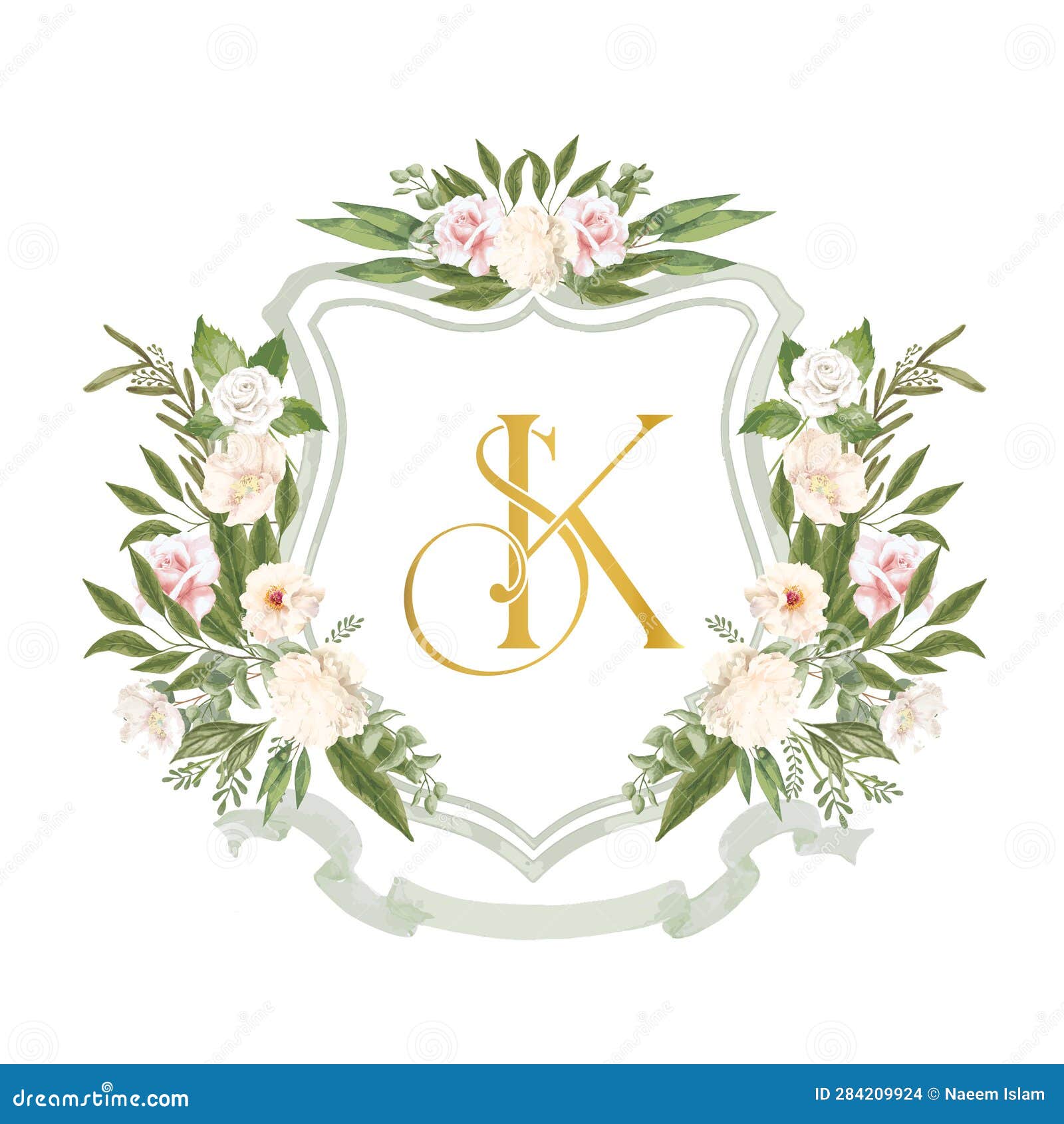 sk, ks initial wedding crest logo monogram