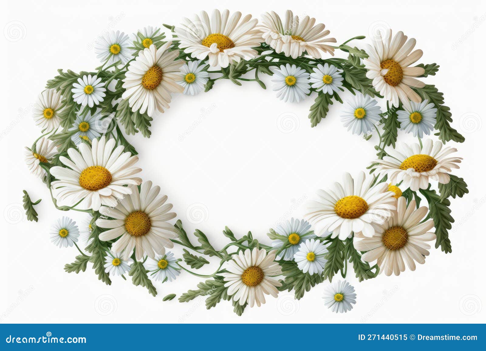 Daisy Wreath Sublimation PNG, Isolated on White Background. Stock