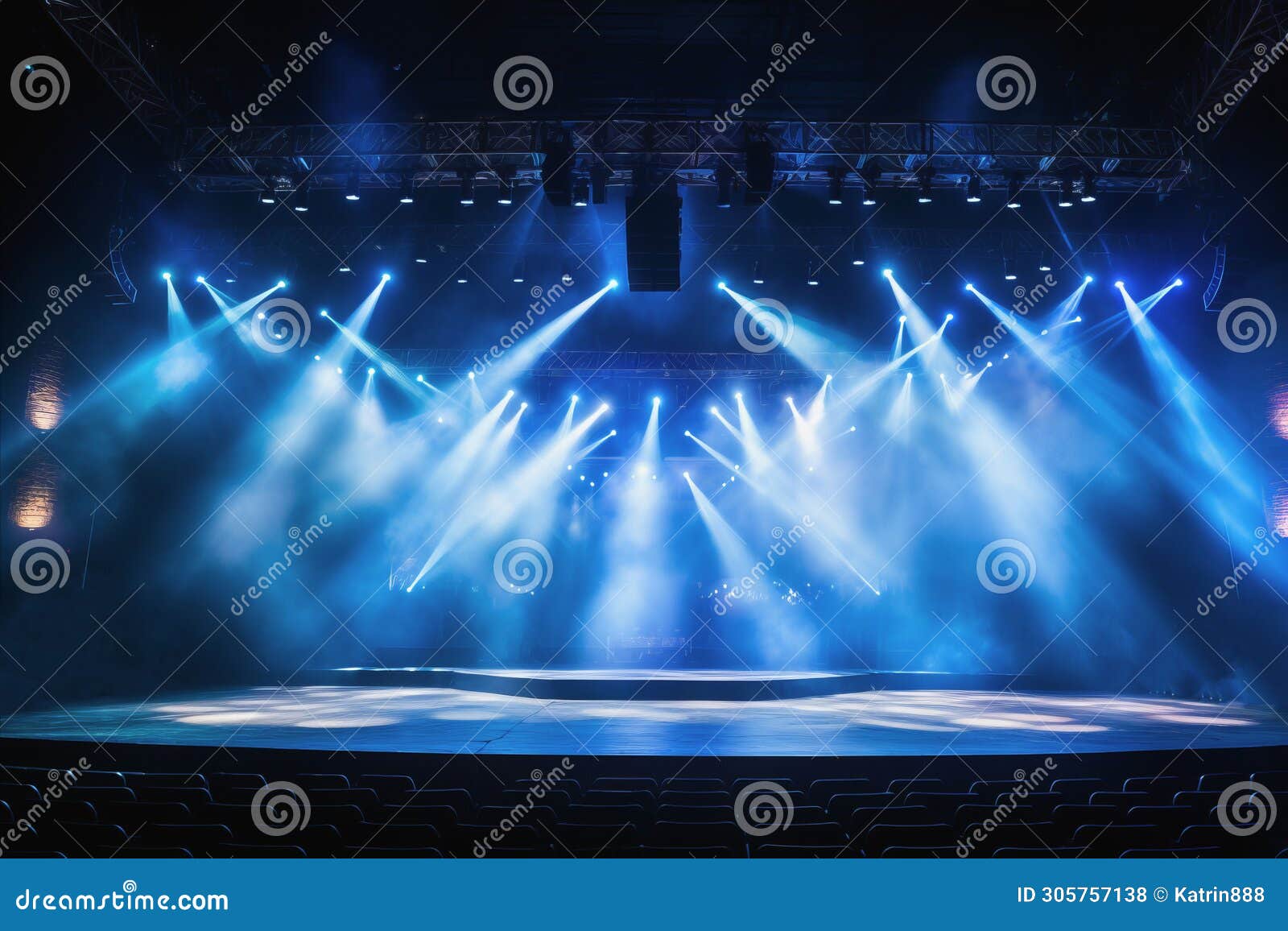 a captivating scene with dynamic lighting and atmospheric effects on stage