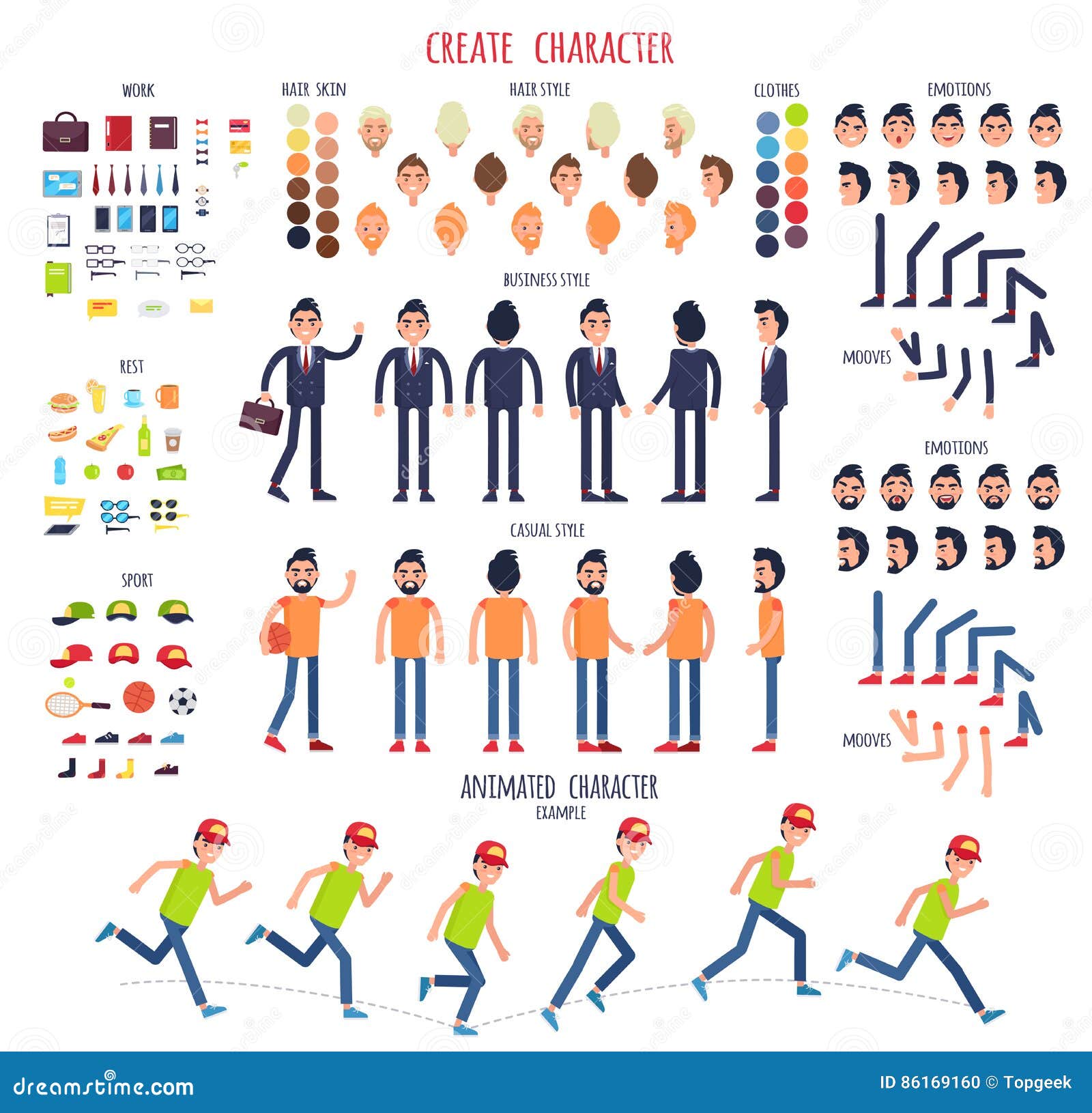 Create Character. Set of Different Body Parts Stock Vector - Illustration  of formal, cartoon: 86169160