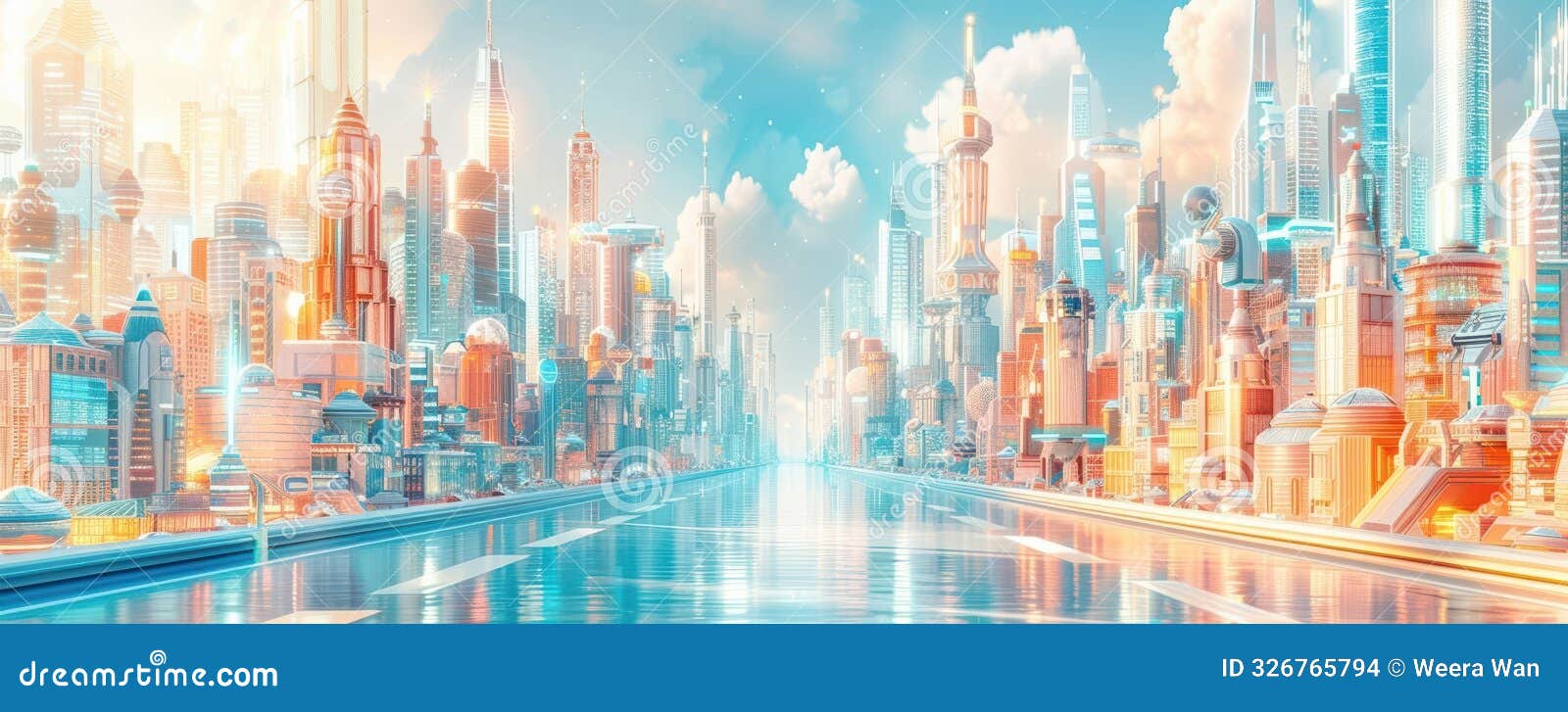 create a dystopian cityscape featuring futuristic ai breakthroughs from a worms-eye view perspective with captivating, unexpected