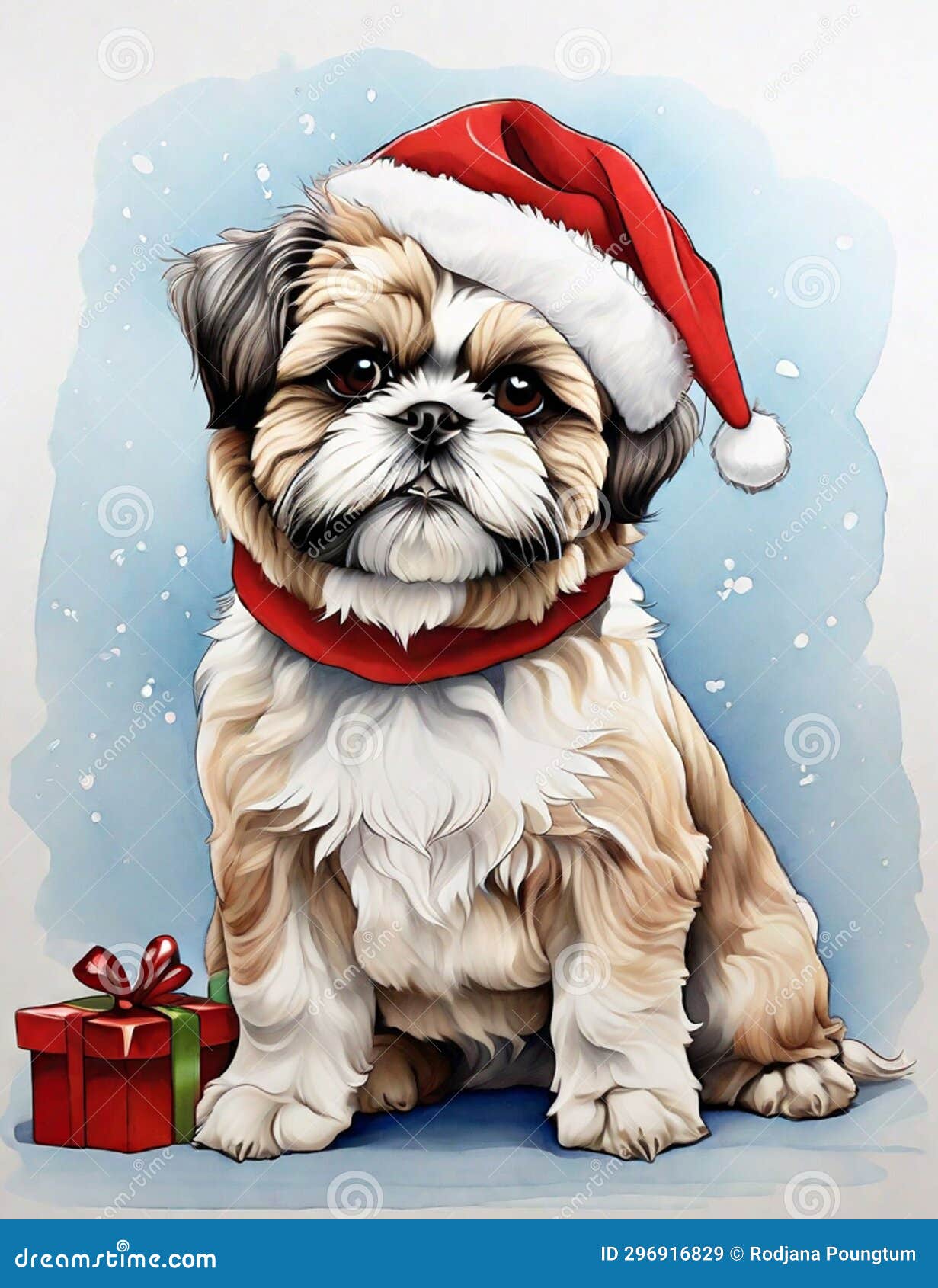 create a sharp line drawing of a shih tzu dog