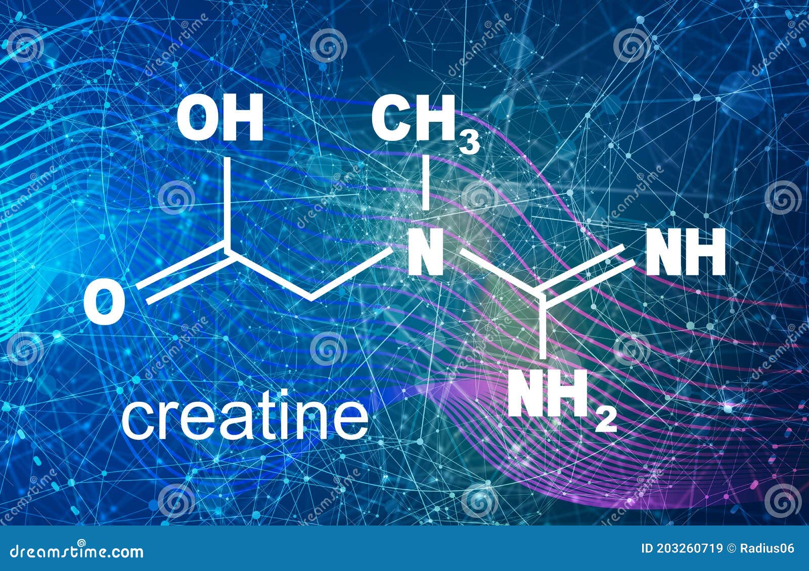 Creatine chemical formula stock illustration. Illustration of chemical