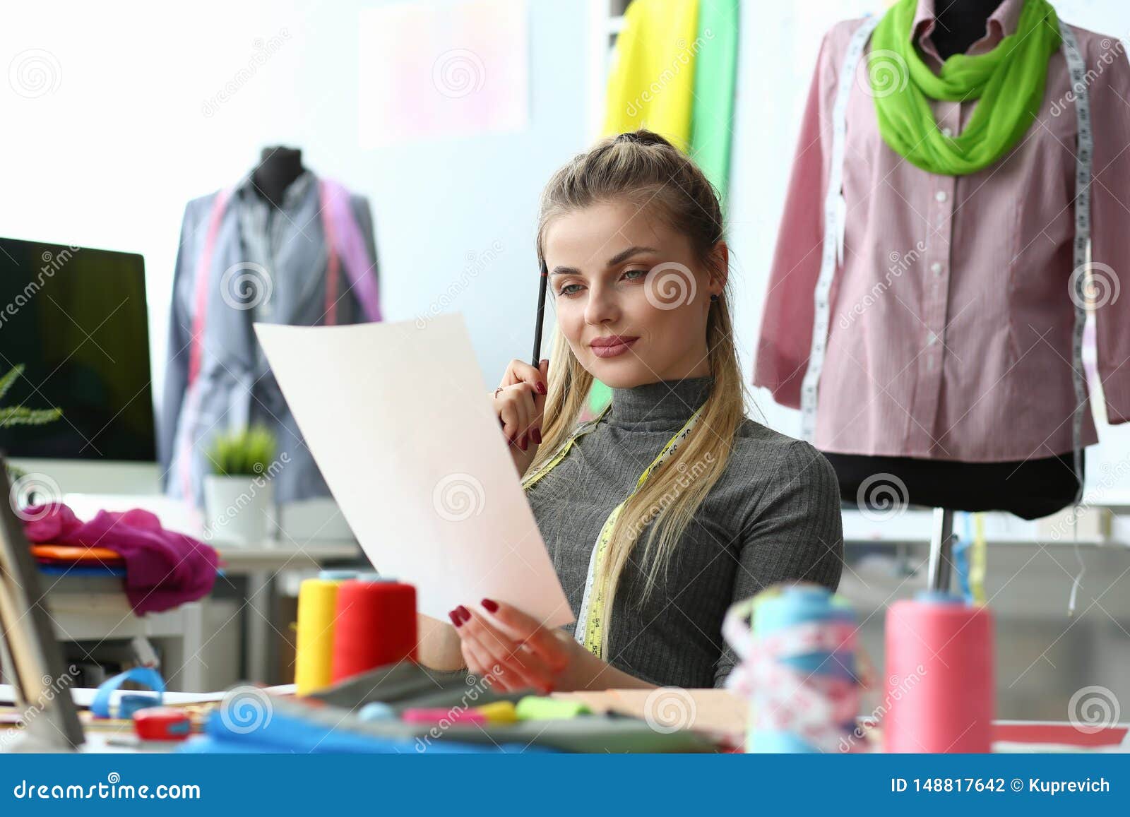 Creating Apparel Process Trendy Sewing Concept Stock Photo - Image of ...