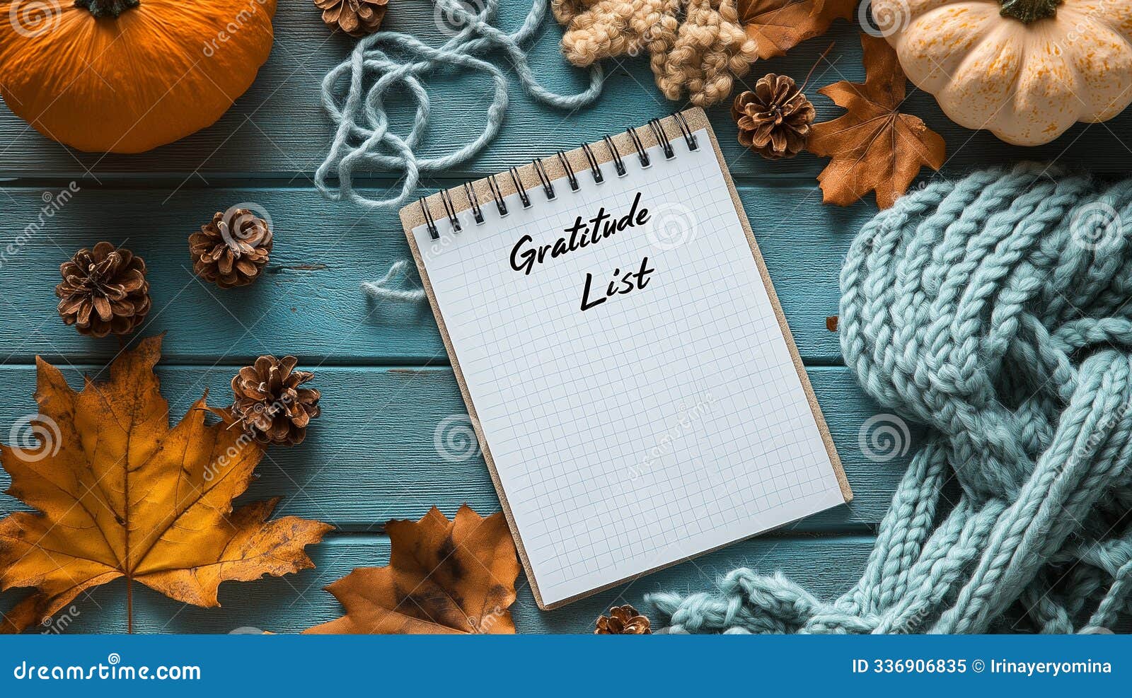 creating a cozy gratitude list surrounded by fall decor and seasonal s