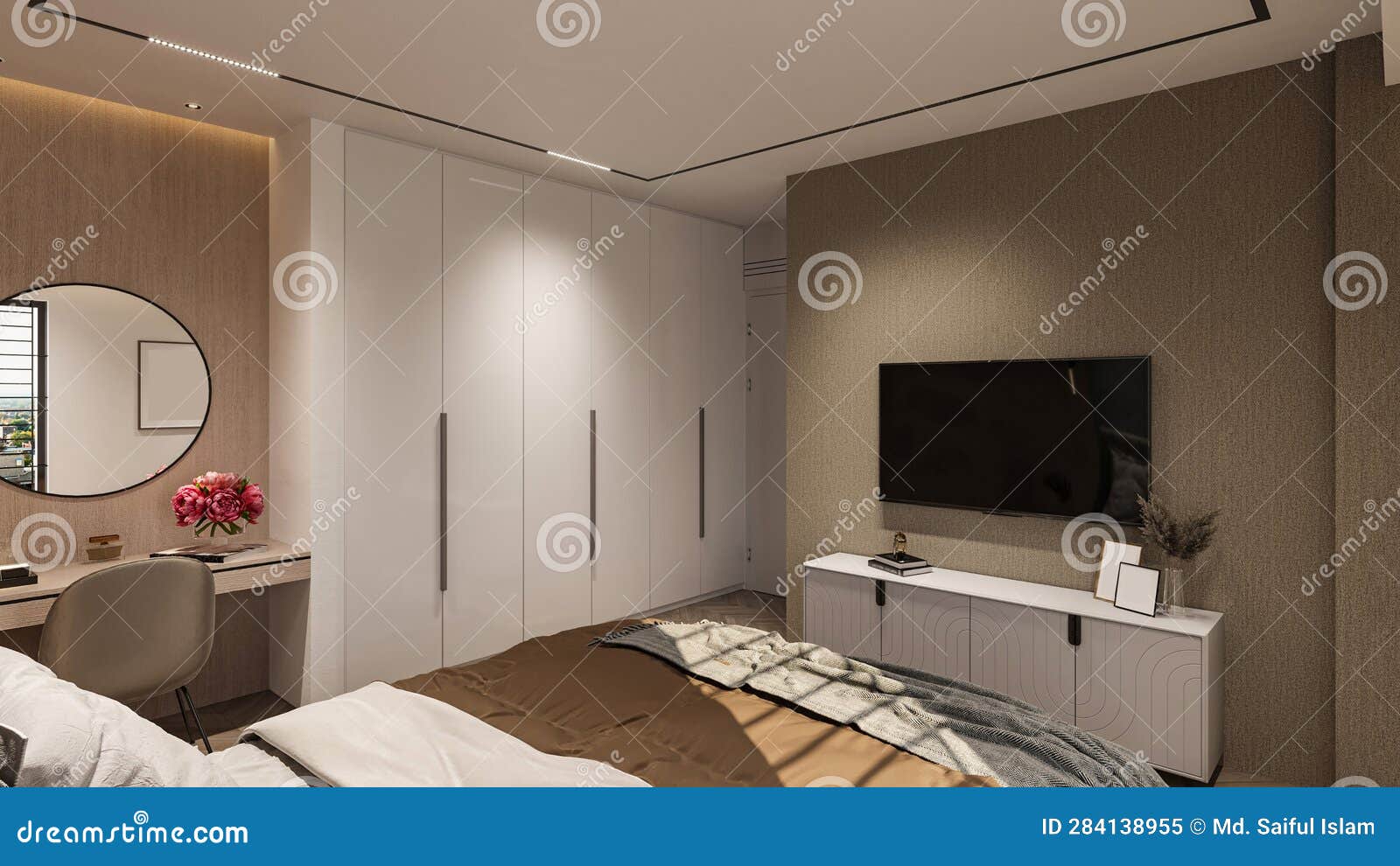 Creating a Cozy Reading Nook in Your Modern Master Bedroom Stock