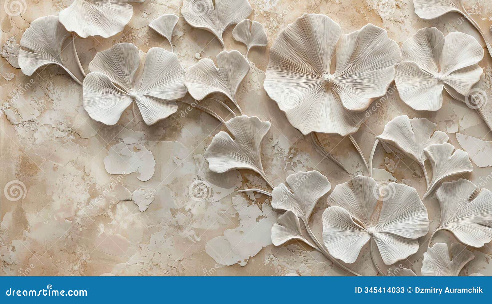 creating a serene composition with delicate cream-colored petals arranged on a textured surface