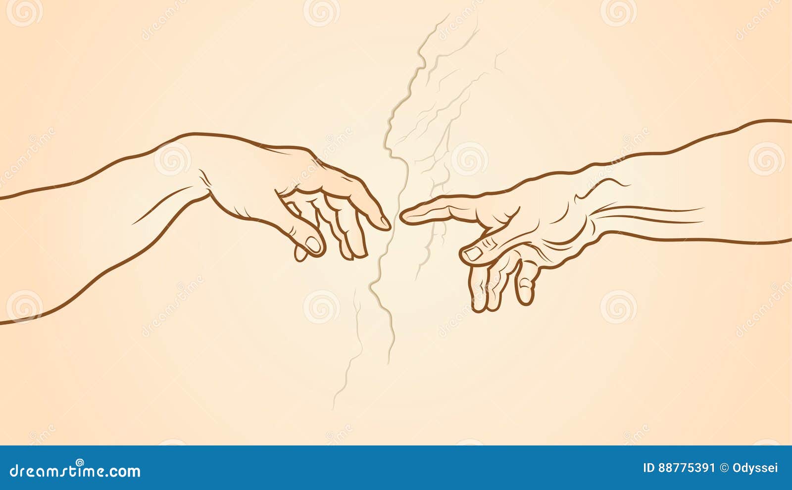 The Creation Of Adam Fragment Stock Vector Illustration Of