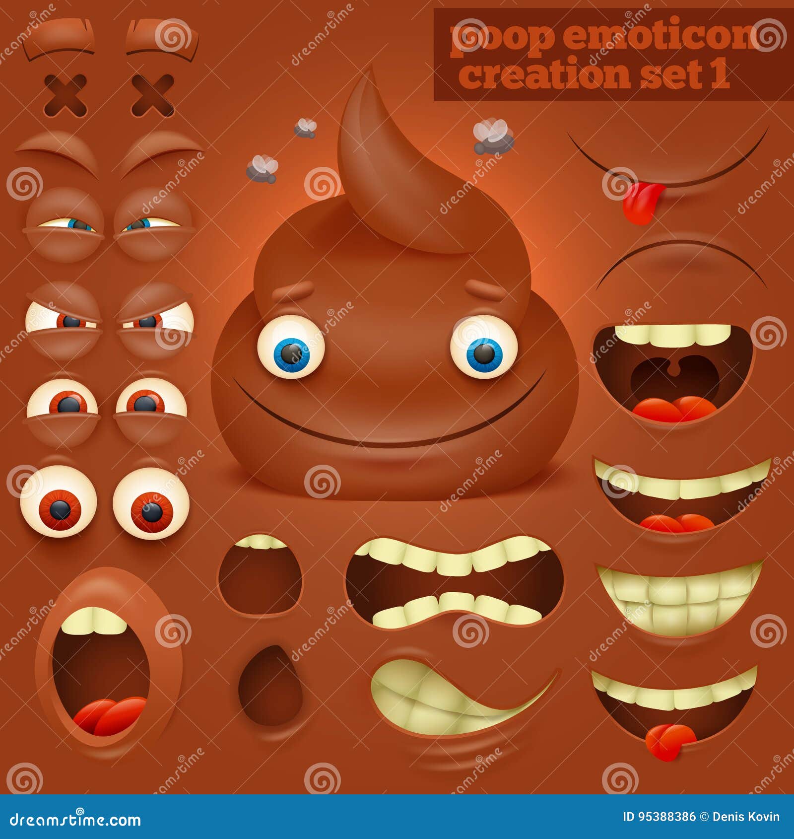 creation set of cartoon poo emoticon character