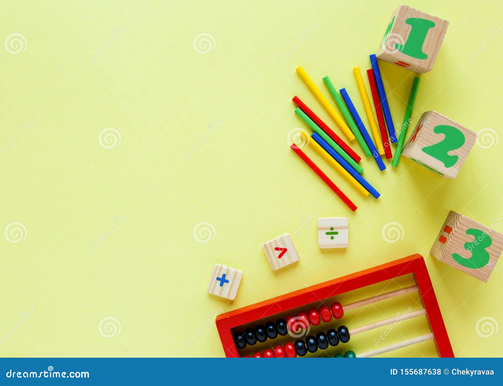 Creative Ð¡olorful Blocks, Fractions on Yellow Background. Interesting Funny  Math for Kids Stock Photo - Image of learn, background: 155687638