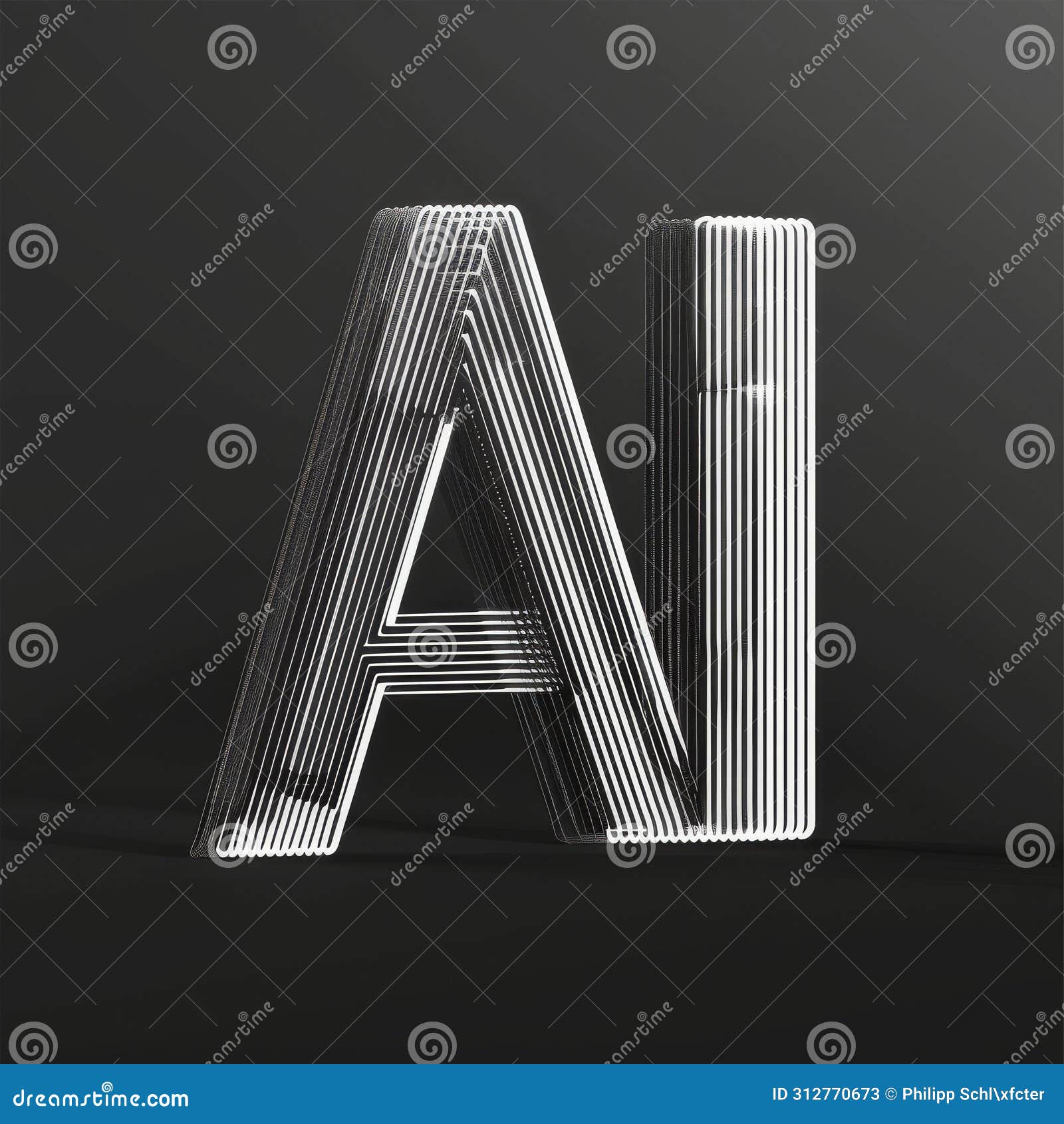 abstract ai concept  with white lines against a dark background. generative ai