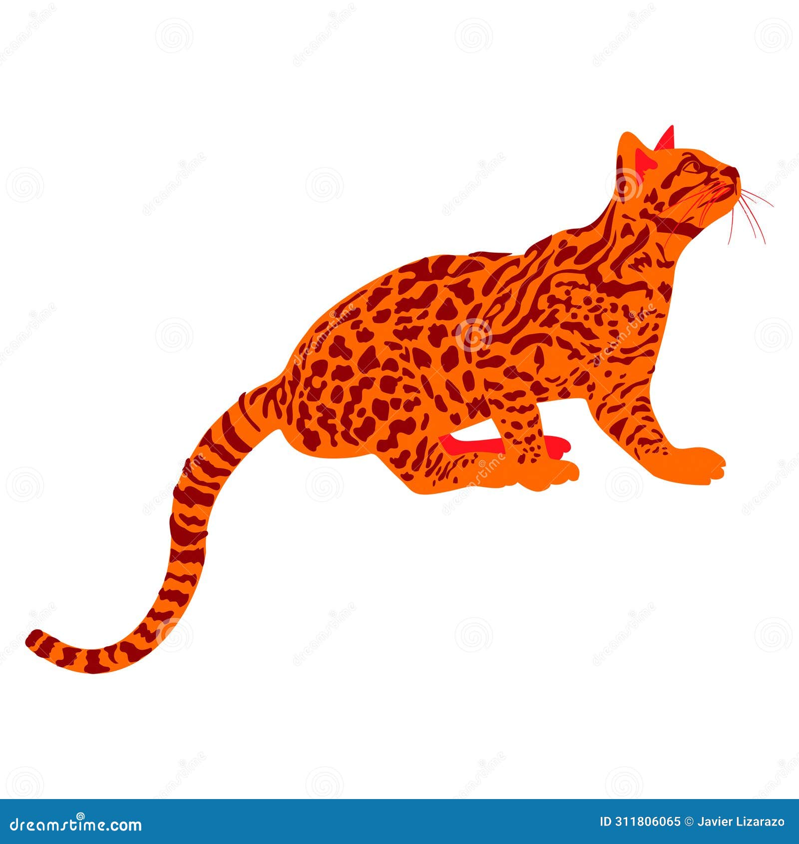 artistic  of a sitting ocelot watching possible prey