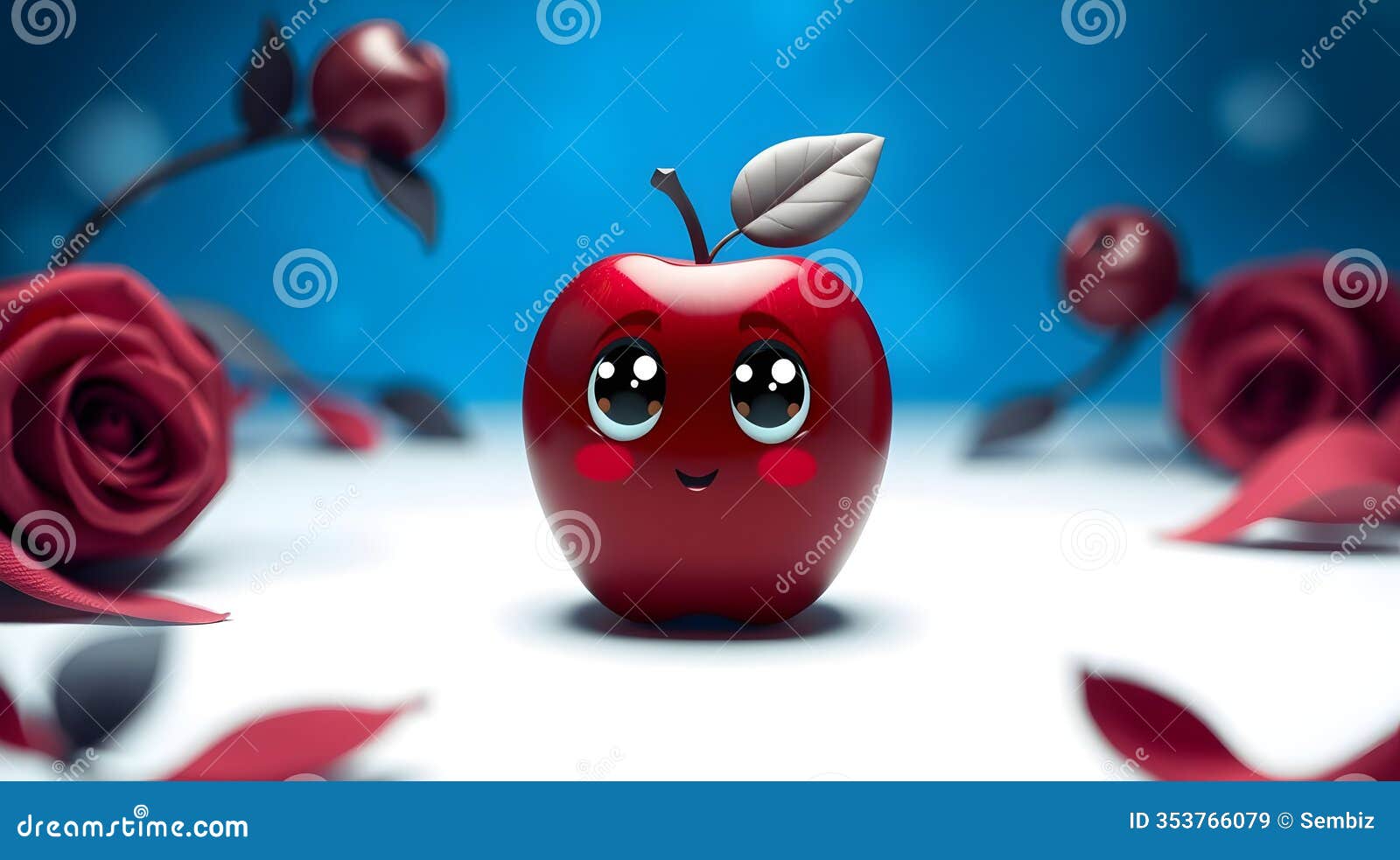 playful animated apple on creative background for wellness and healthy eating campaigns