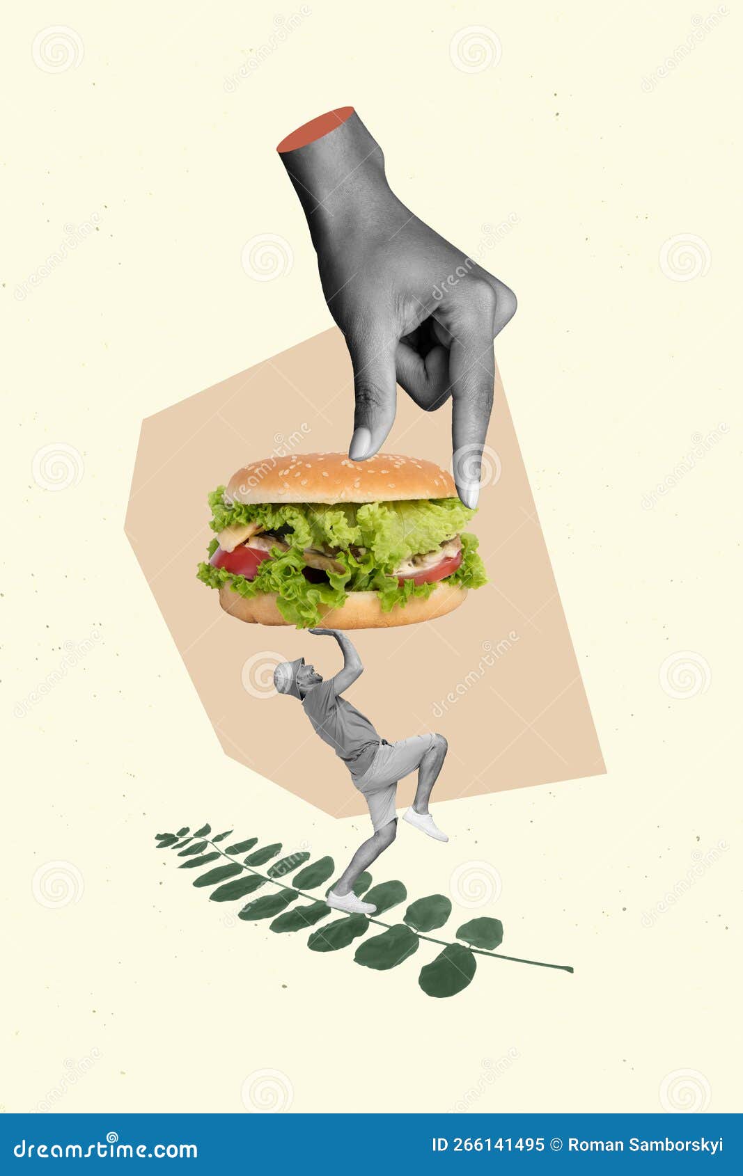 Strong Hamburger. Powerful Burger. Healthy Fast Food. Vector Cartoon ...