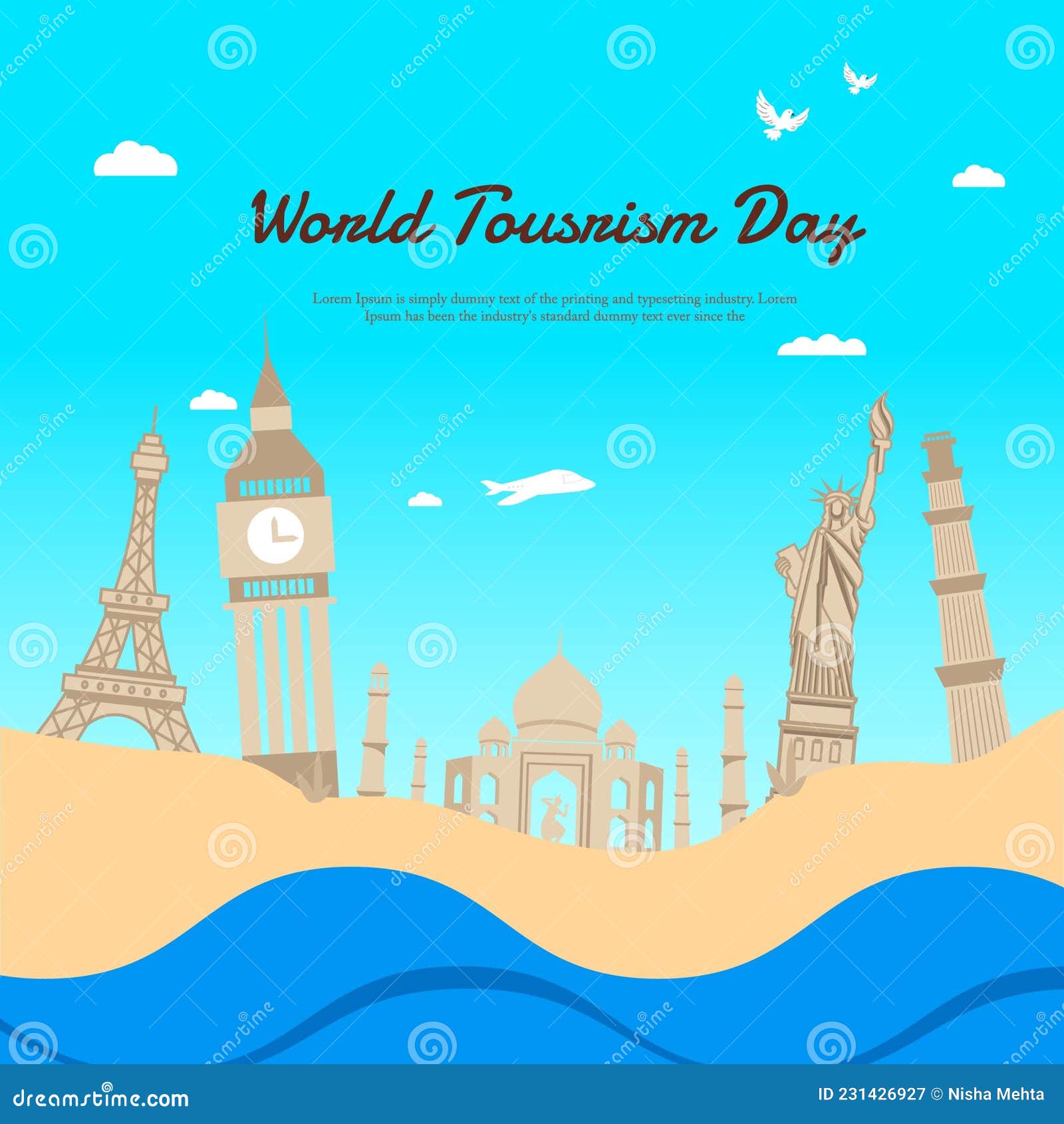 Creative Banner Design of World Tourism Day Stock Vector - Illustration of  asia, global: 231426927