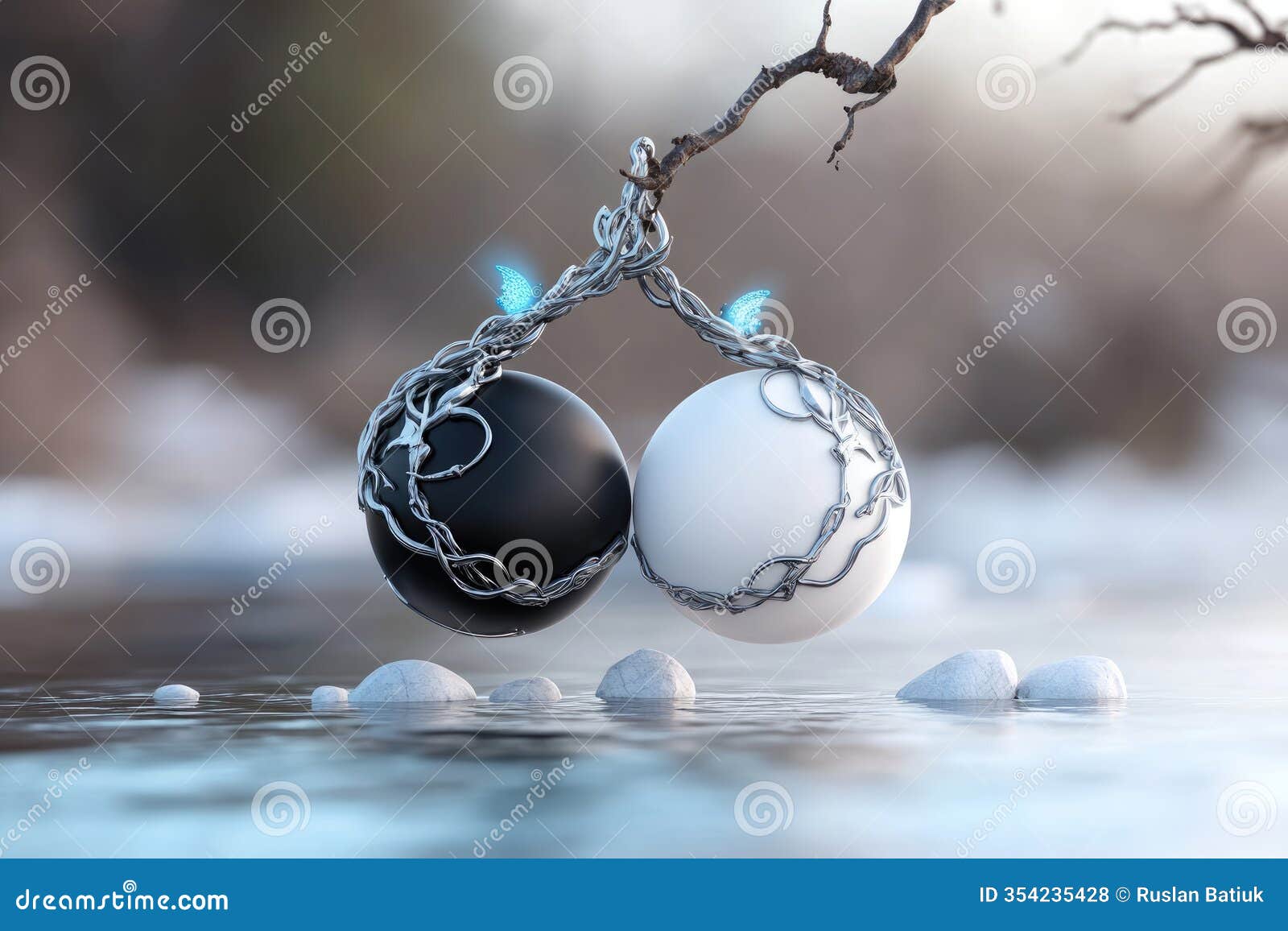 creative banner: yin-yang , harmonious contrast, balanced energy, spiritual duality, artistic , minimalist