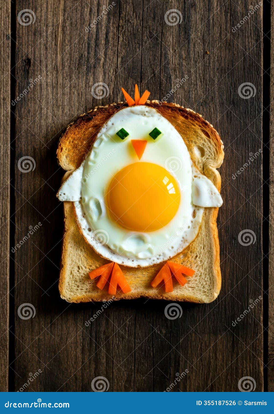 creative bird-themed breakfast: egg and toast art with carrot garnish