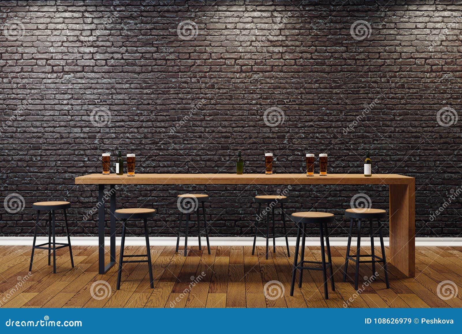 Creative Black Bar Interior Stock Image Image of mock