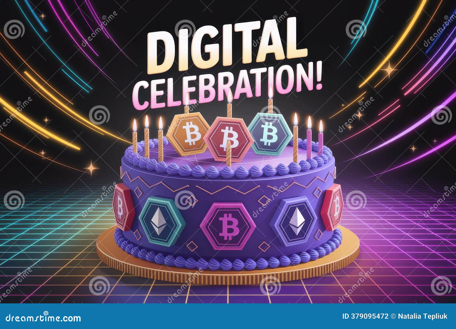 Creative Blockchain Birthday Cake with Cryptocurrency Icons for Digital  Celebration Stock Illustration - Illustration of exchange, trend: 379095472