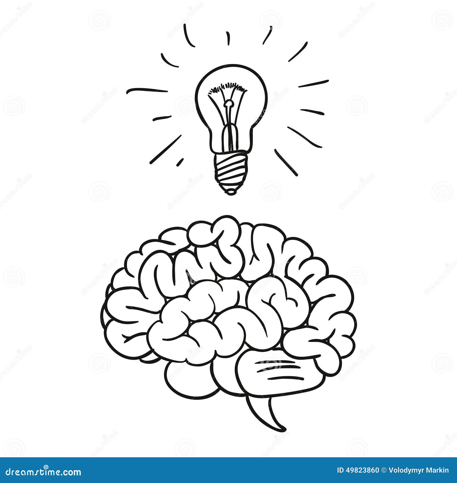 Creative Brain Idea and Light Bulb Stock Illustration - Illustration of ...