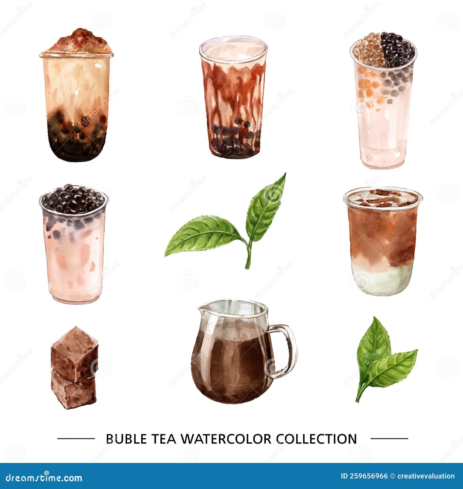 Creative Bubble Tea Watercolor Illustration Design for Decorative Use